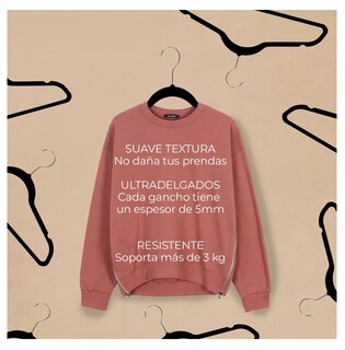 Foto 4 | Set 50 Ganchos Belug Ligero Resistentes Perchas De Terciopelo Antideslizantes Color Negro