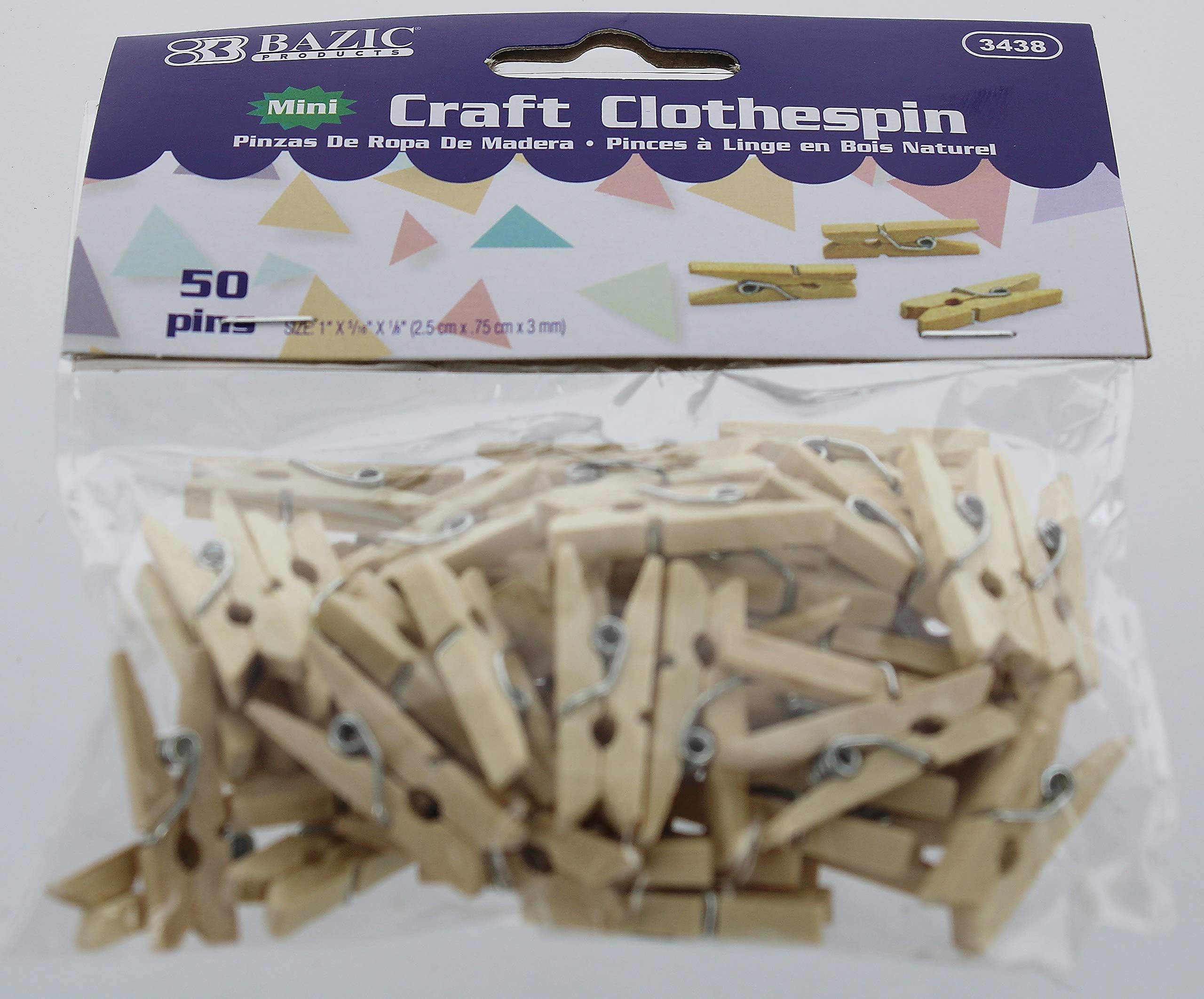 Foto 2 pulgar | Pinzas Para Ropa Bazic Mini De Madera Natural, Paquete De 50 Unidades (3438-24p) - Venta Internacional.