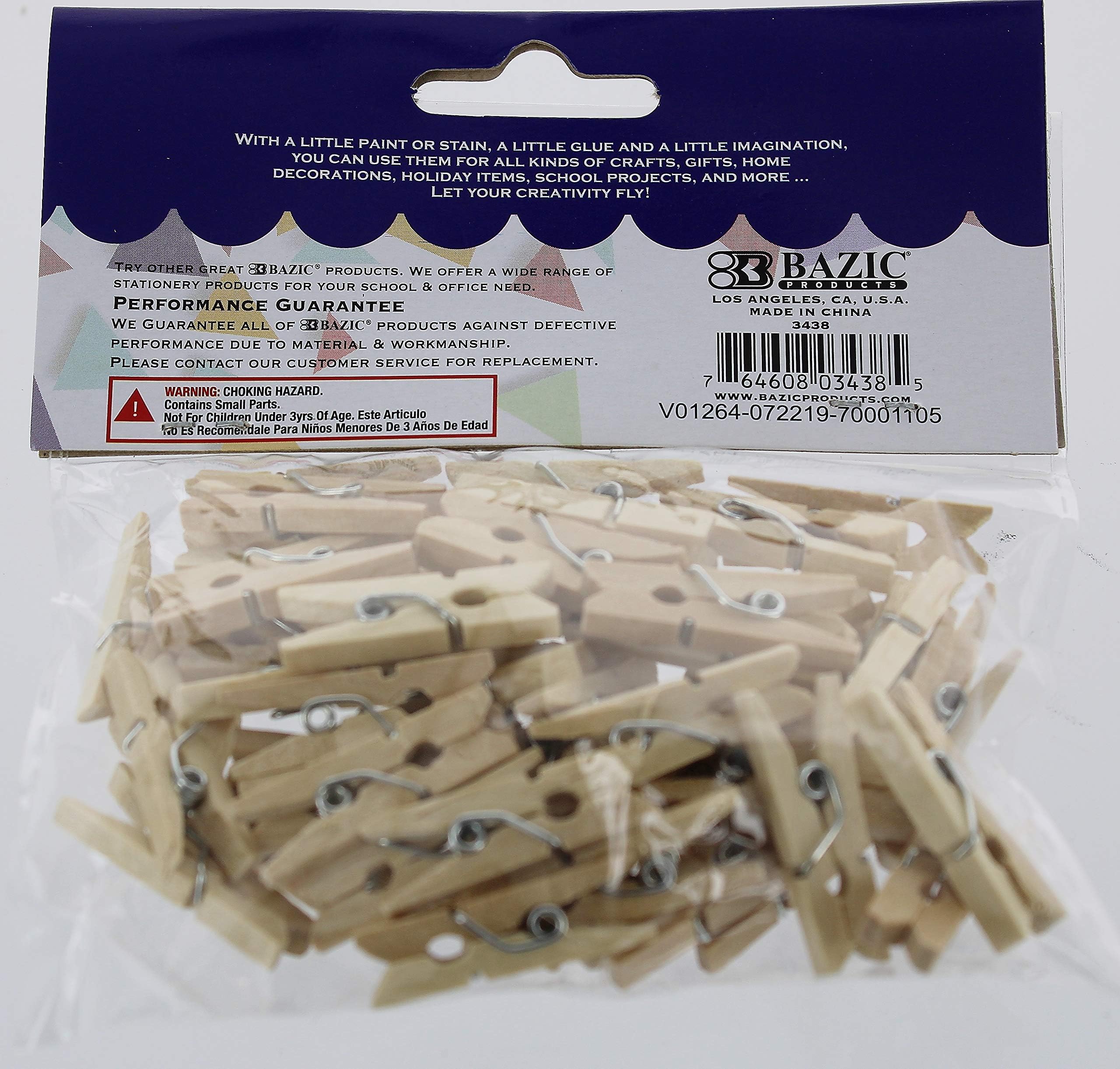 Foto 3 pulgar | Pinzas Para Ropa Bazic Mini De Madera Natural, Paquete De 50 Unidades (3438-24p) - Venta Internacional.