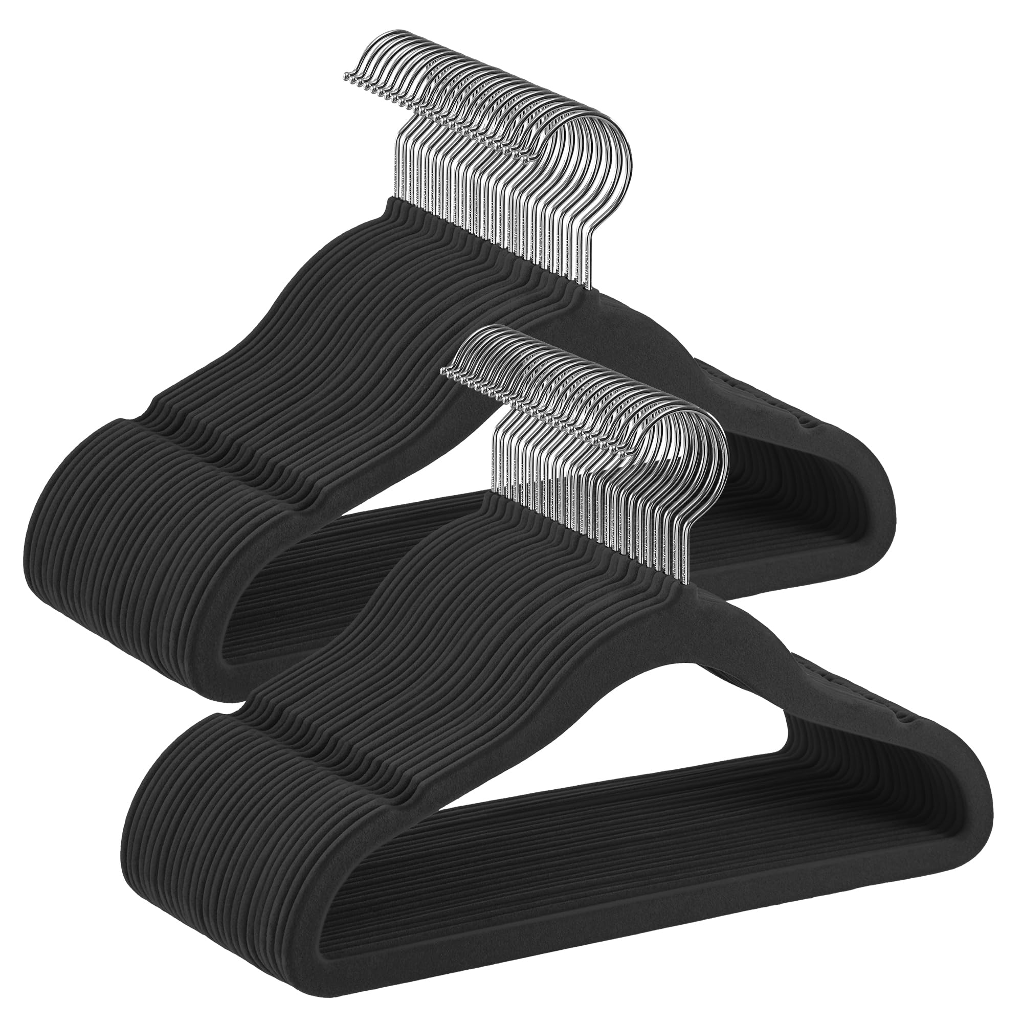 Juego De 50 Perchas De Terciopelo Para Niños Songmics, Color Negro