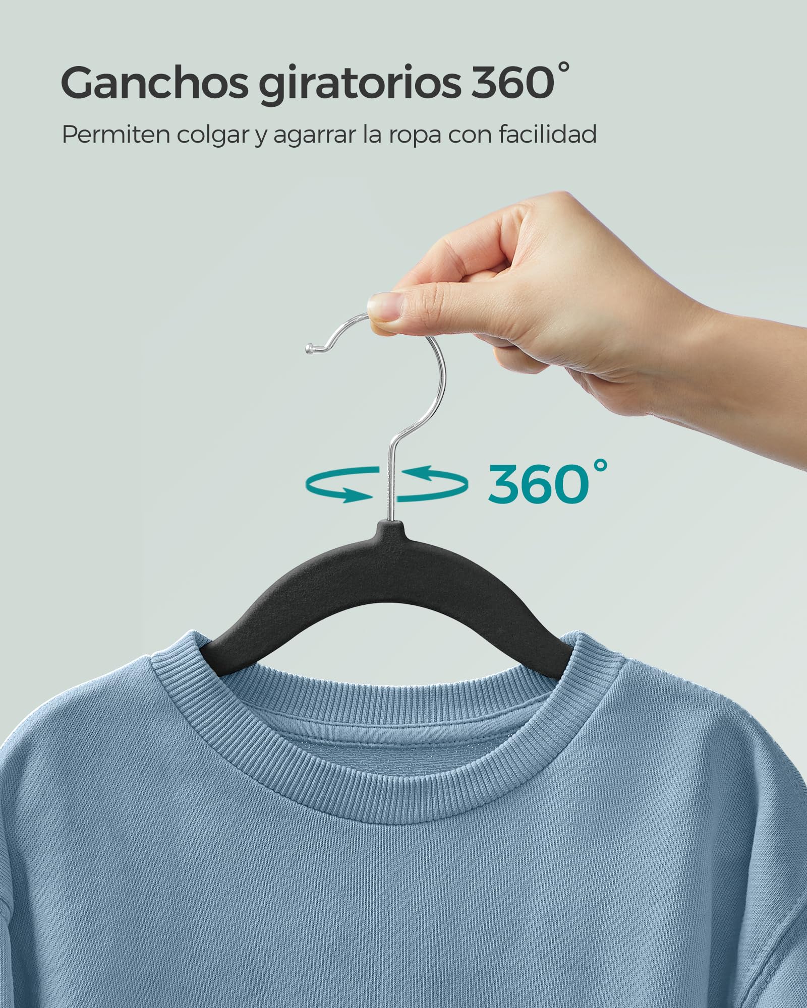 Foto 8 pulgar | Juego De 50 Perchas De Terciopelo Para Niños Songmics, Color Negro