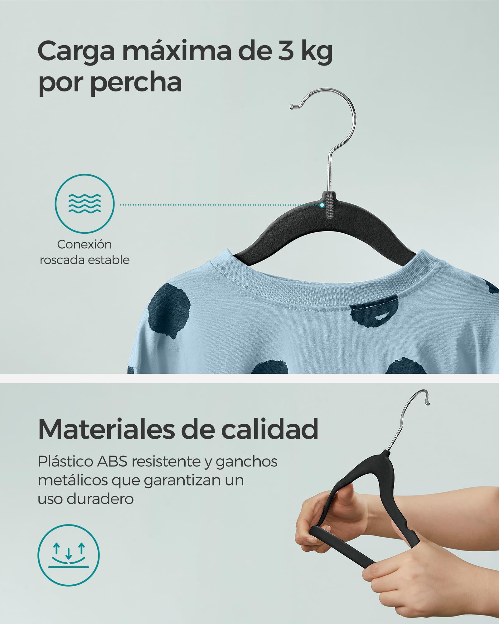 Foto 9 pulgar | Juego De 50 Perchas De Terciopelo Para Niños Songmics, Color Negro