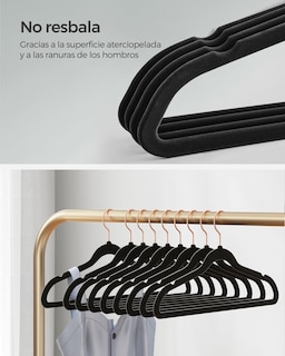 Foto 3 | 30 Perchas Terciopelo Songmics Negros 41.5 cm Ahorra Espacio Gancho 360°