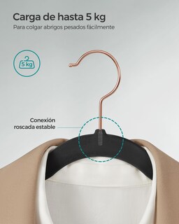 Foto 6 | 30 Perchas Terciopelo Songmics Negros 41.5 cm Ahorra Espacio Gancho 360°