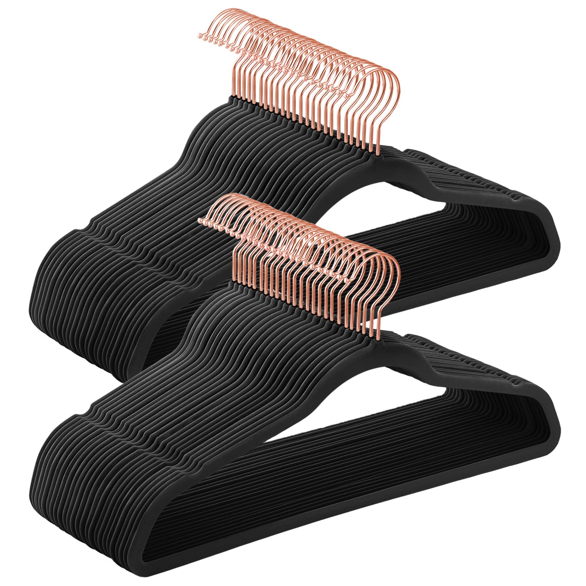 Foto 2 pulgar | 50 Perchas Terciopelo Songmics Negros 41.5 cm 360°