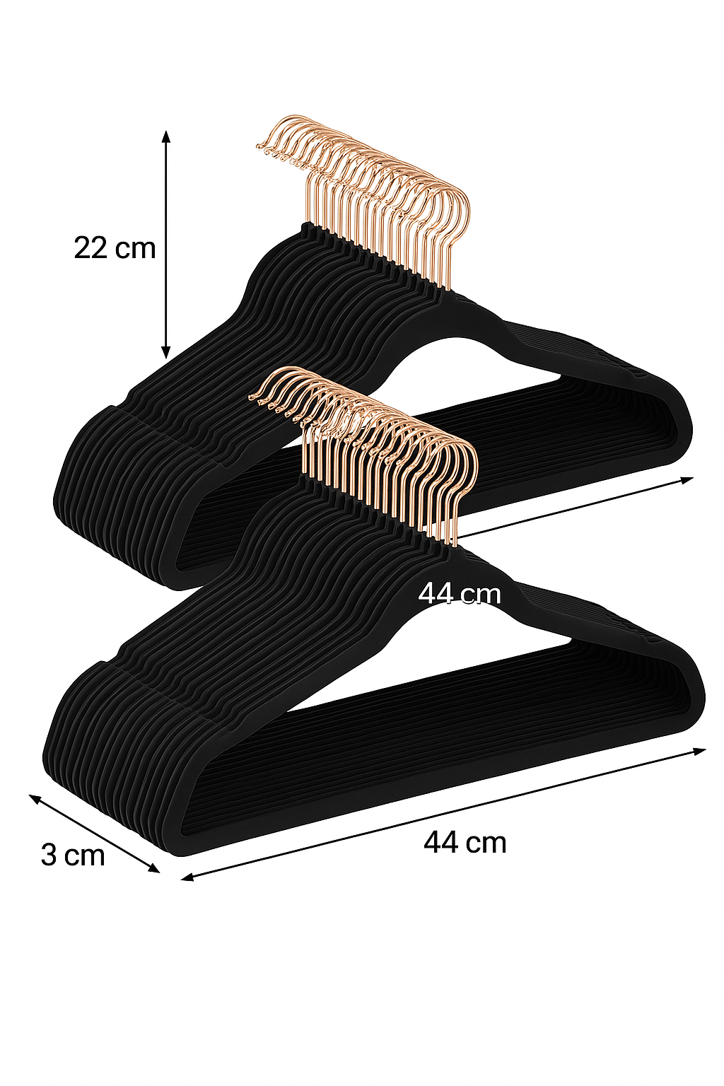 Foto 9 pulgar | 50 Perchas Terciopelo Songmics Negros 41.5 cm 360°