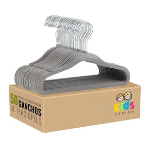 Foto 1 | 50 Ganchos Infantiles De Terciopelo Antideslizantes 360º Color Gris