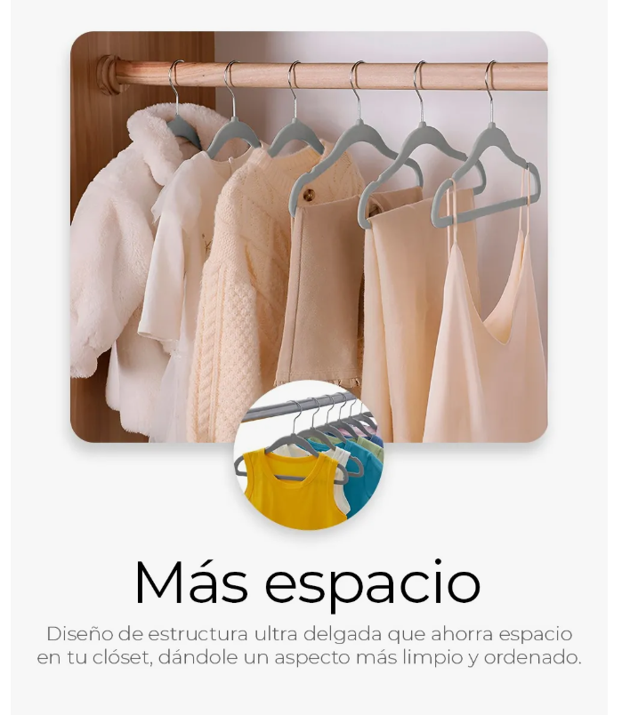 Foto 2 | 50 Ganchos Infantiles De Terciopelo Antideslizantes 360º Color Gris