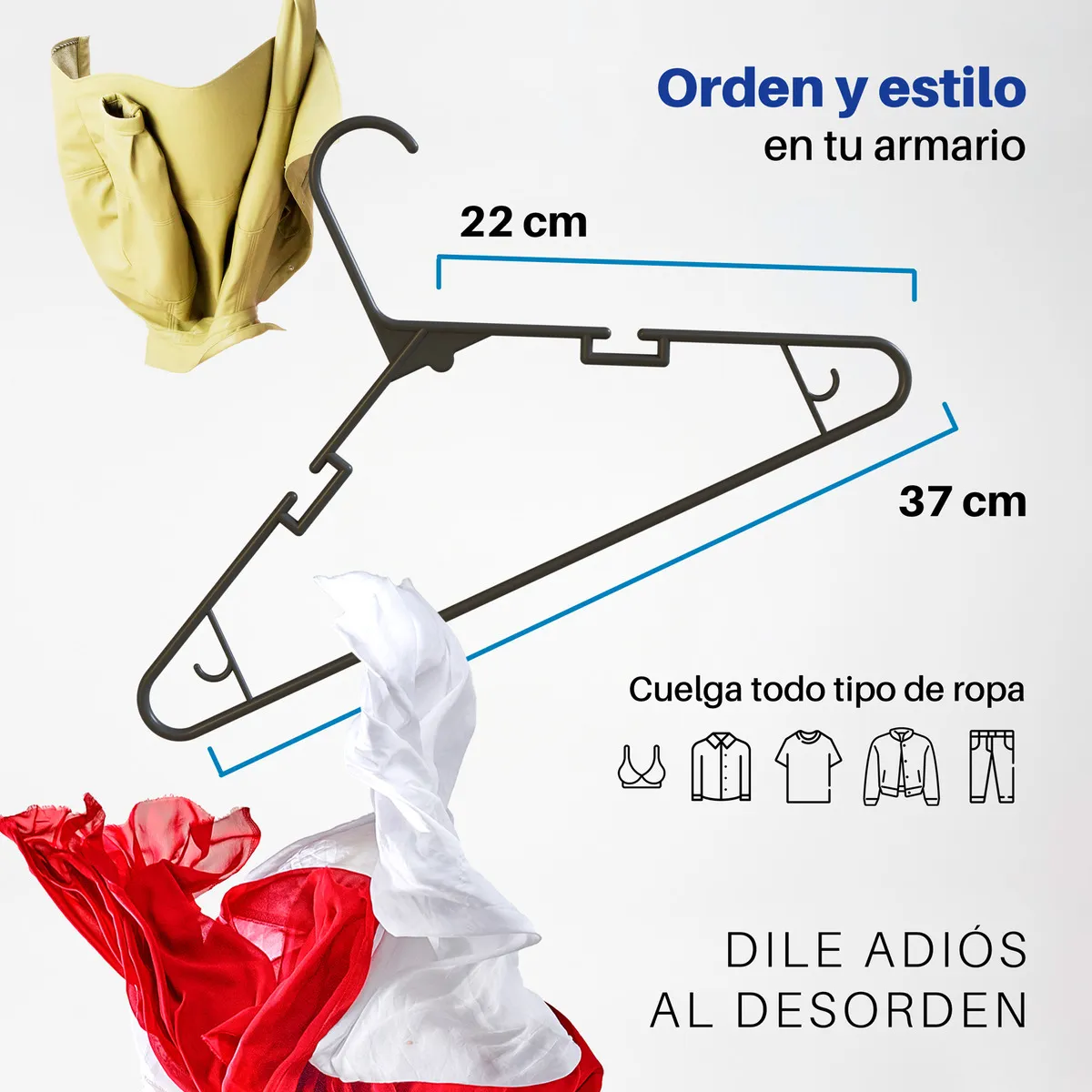 Foto 3 pulgar | Gancho Para Blusas 100 Pcs Eo Safe Imports Esi-19223 Negro