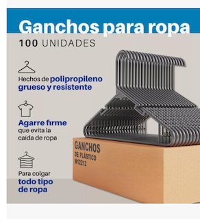 Foto 2 | Ganchos Para Playeras Pack De 100 Unidades Color Negro
