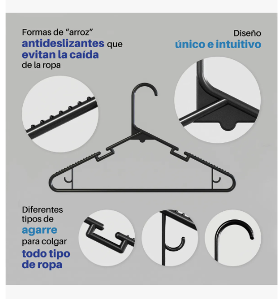 Foto 5 pulgar | Ganchos Para Playeras Pack De 100 Unidades Color Negro