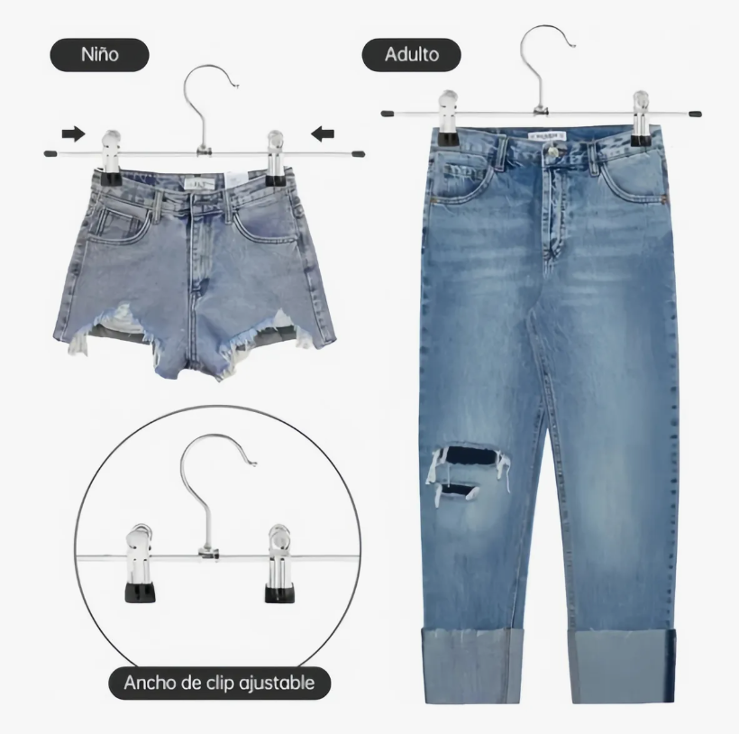 Foto 6 pulgar | 40 Pzas Pantalón Percha Gancho Para Ropa Remera Con Clips