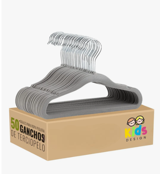 Foto 2 pulgar | 50 Ganchos Infantiles De Terciopelo Antideslizantes 360º Color Gris