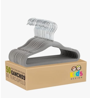 Foto 1 | 50 Ganchos Infantiles De Terciopelo Antideslizantes 360º Color Gris