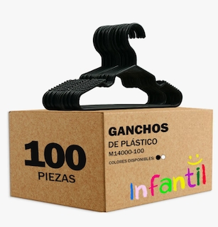 Foto 1 | 100 Ganchos Infantil Ropa Niño Niña Color Negro