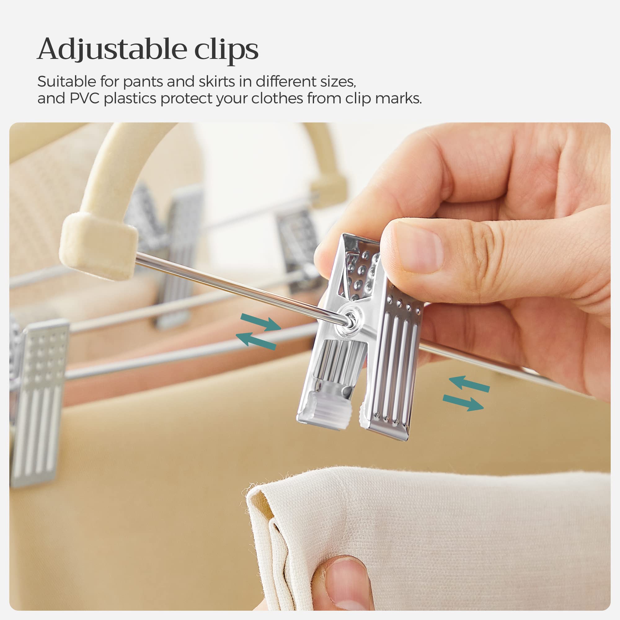 Foto 4 | Ganchos Songmics de Terciopelo con Clips Ajustables 30 Piezas- Venta Internacional