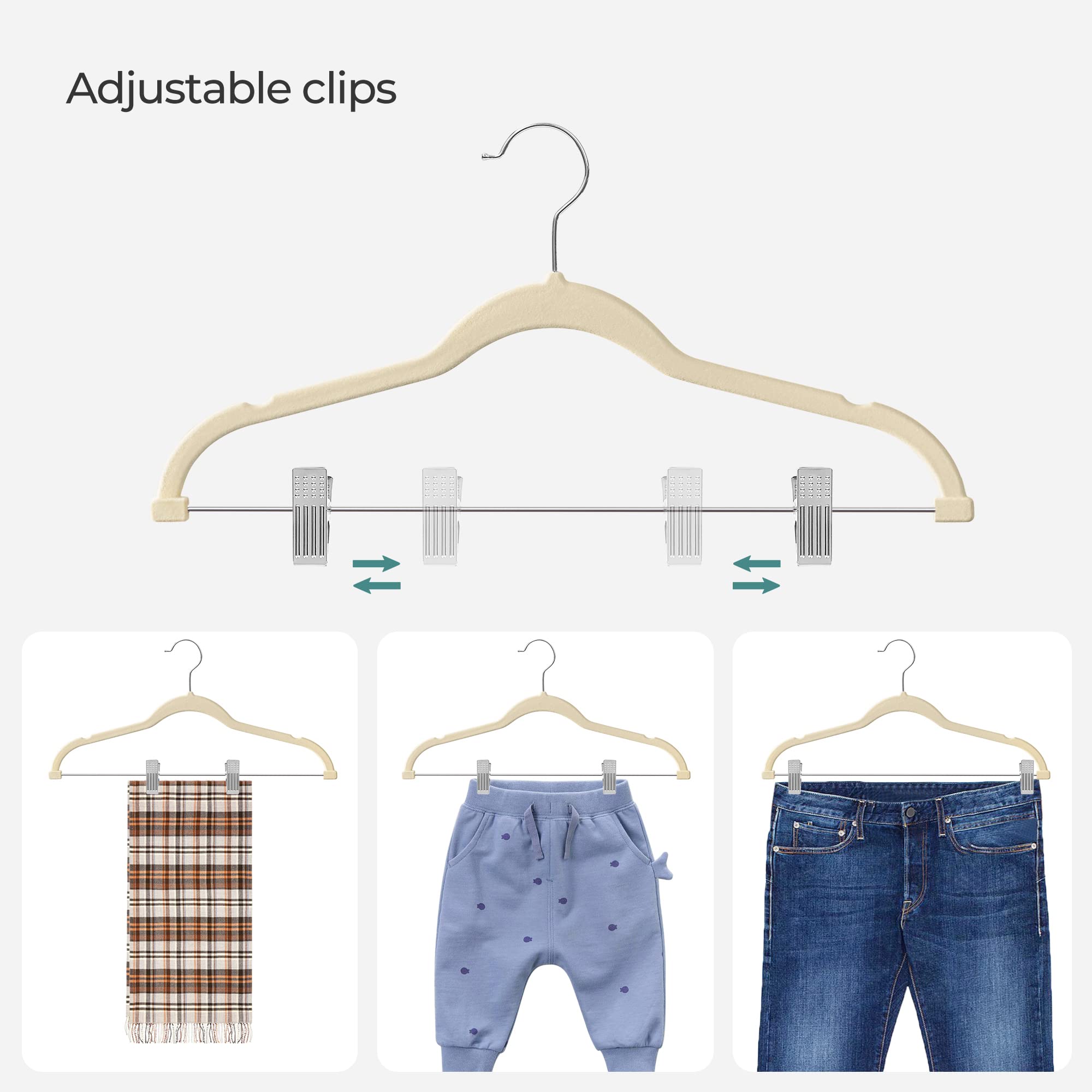 Foto 5 | Ganchos Songmics de Terciopelo con Clips Ajustables 30 Piezas- Venta Internacional