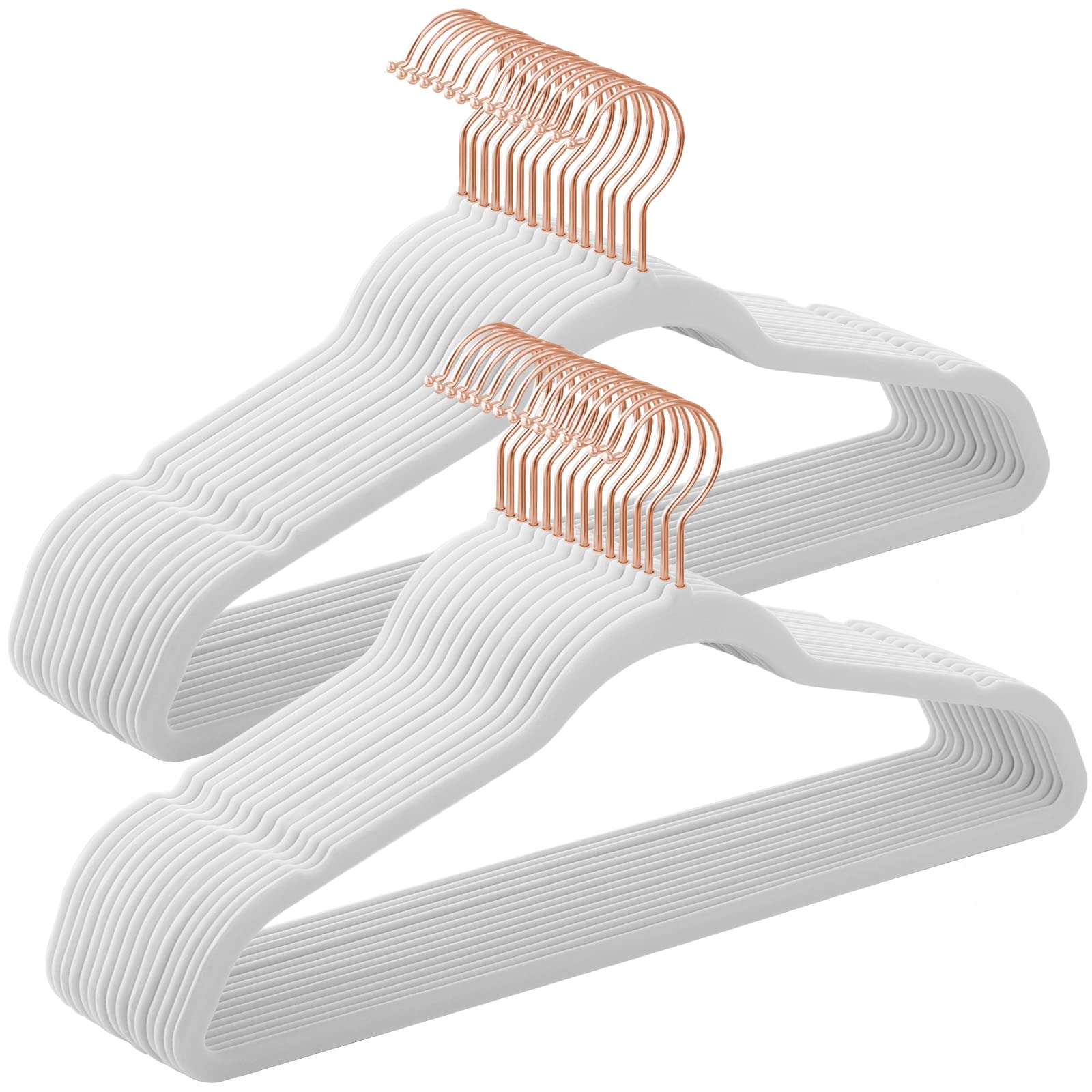 Foto 2 pulgar | 30 Ganchos de Terciopelo Songmics Blancos 41.5 cm 360° para Camisas y Abrigos