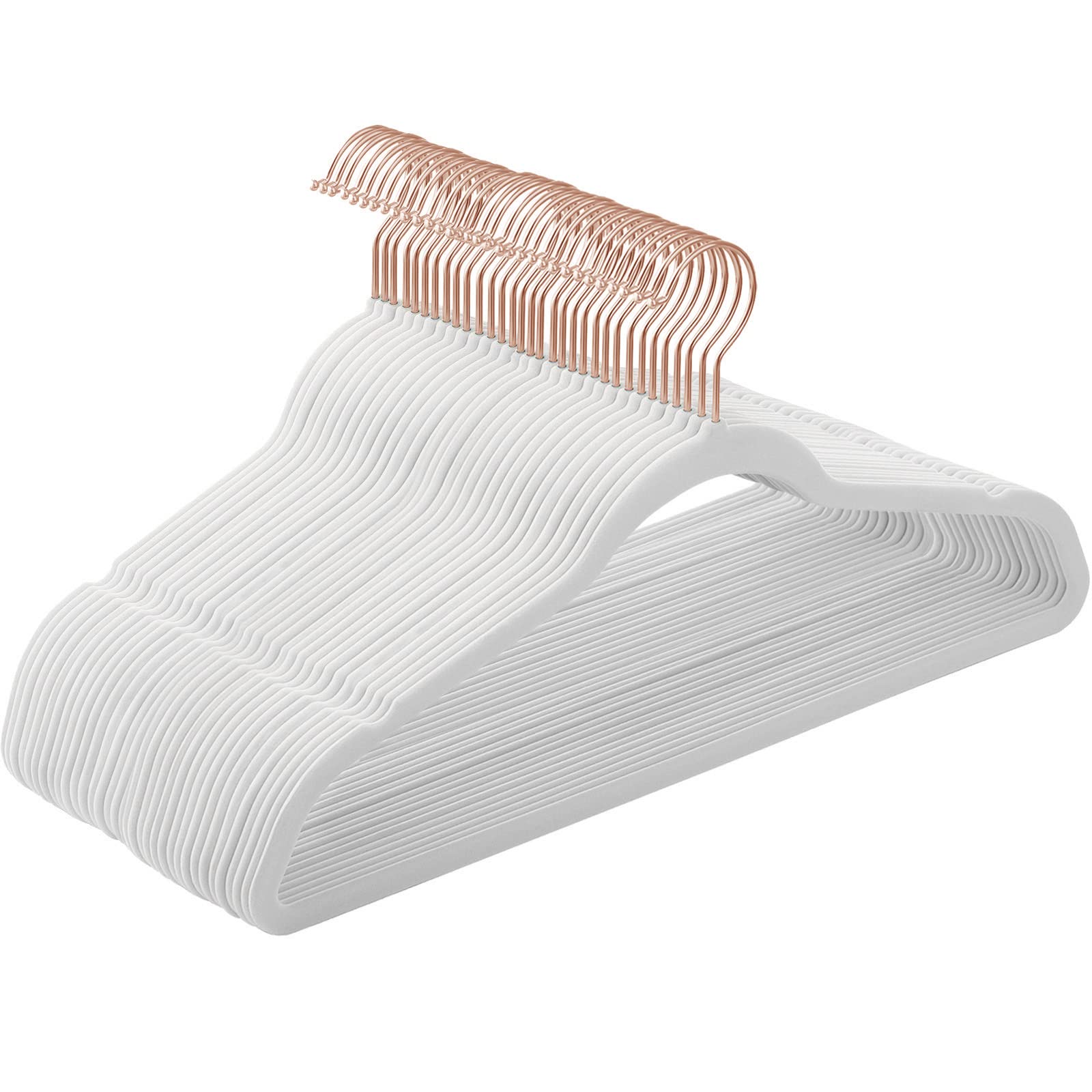 Foto 3 pulgar | 30 Ganchos de Terciopelo Songmics Blancos 41.5 cm 360° para Camisas y Abrigos