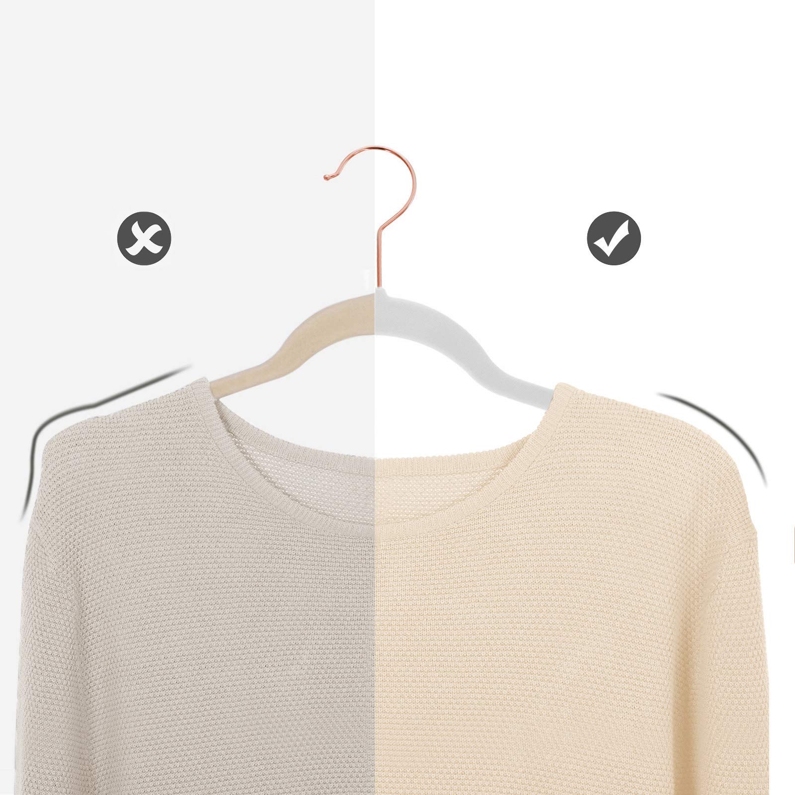 Foto 8 pulgar | 30 Ganchos de Terciopelo Songmics Blancos 41.5 cm 360° para Camisas y Abrigos