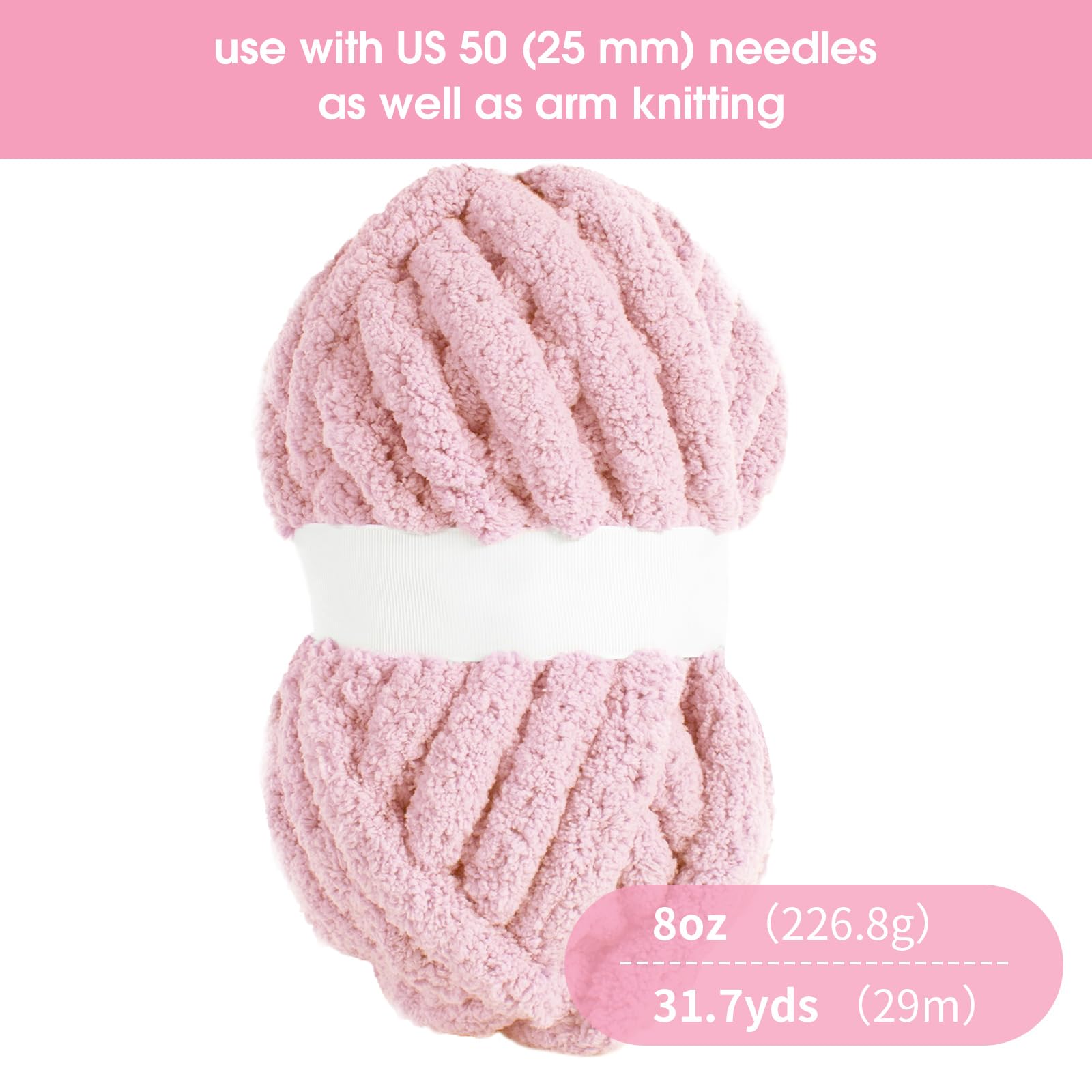 Foto 2 | Chenilla Gruesa Rosa De Yarn Hombys Para Tejer Y Tejer - Venta Internacional.