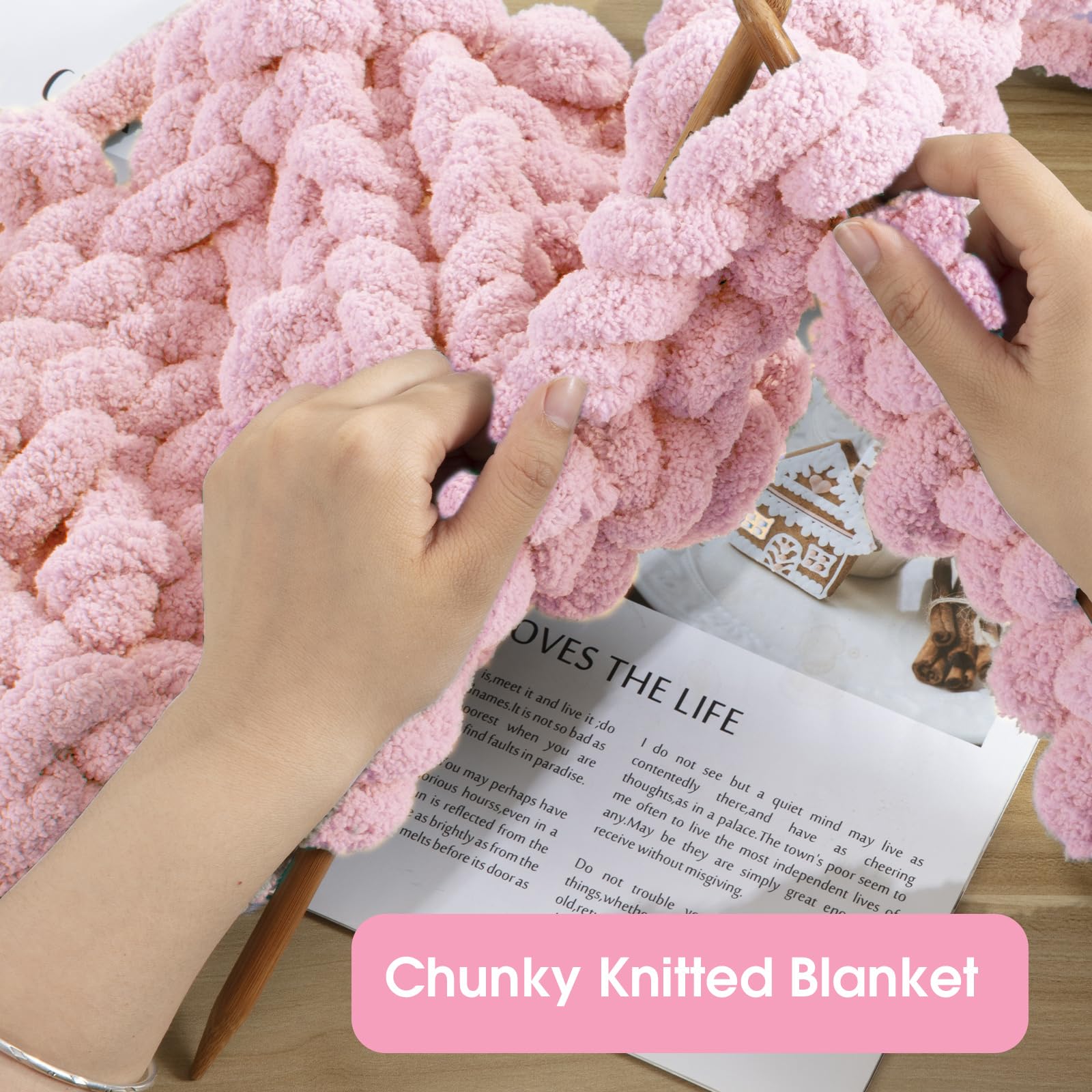 Foto 5 | Chenilla Gruesa Rosa De Yarn Hombys Para Tejer Y Tejer - Venta Internacional.