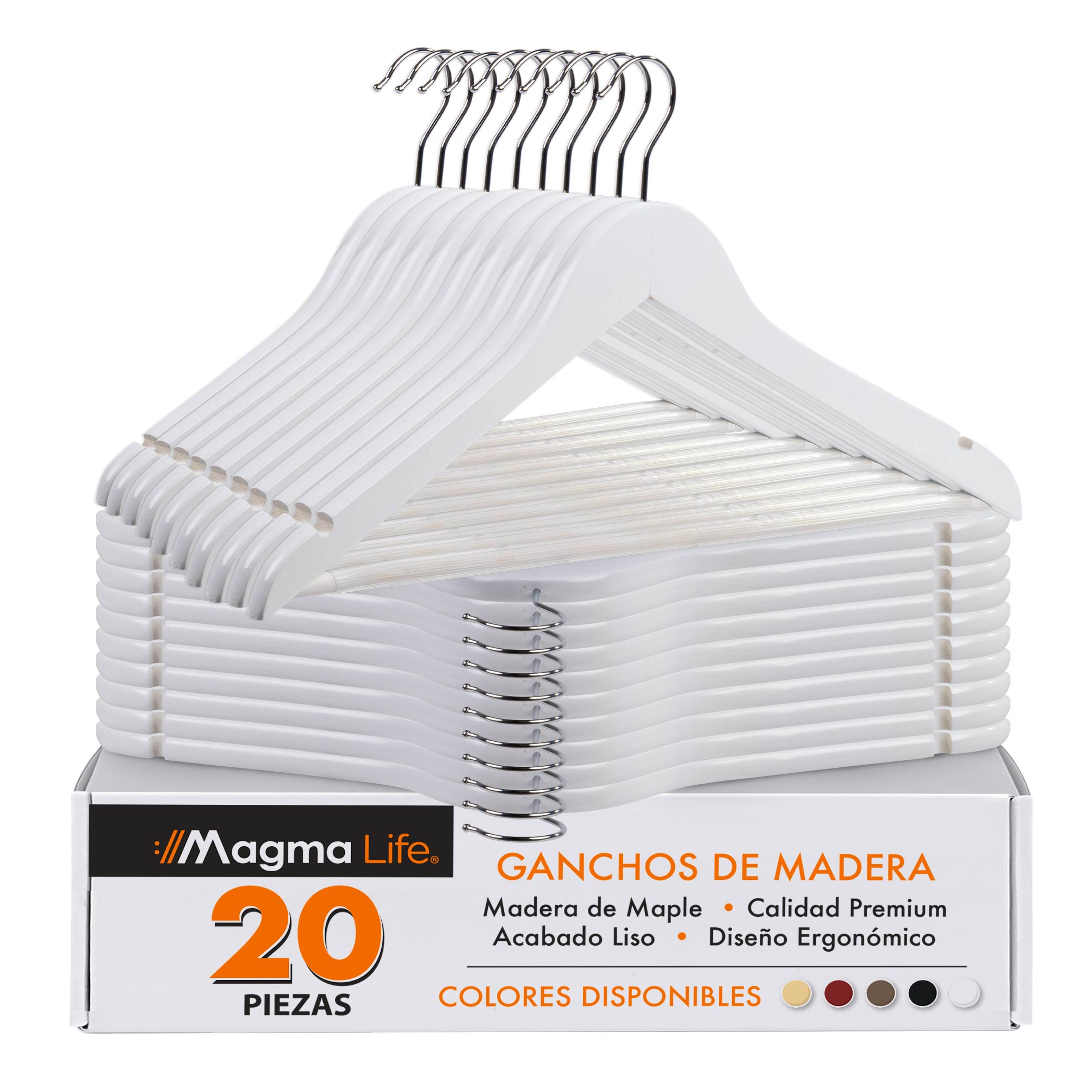 Foto 2 pulgar | Magma Life 80 Ganchos Para Ropa De Madera: Ganchos De Madera Premium Sin Veta, Gira 360 Grados (blanco)