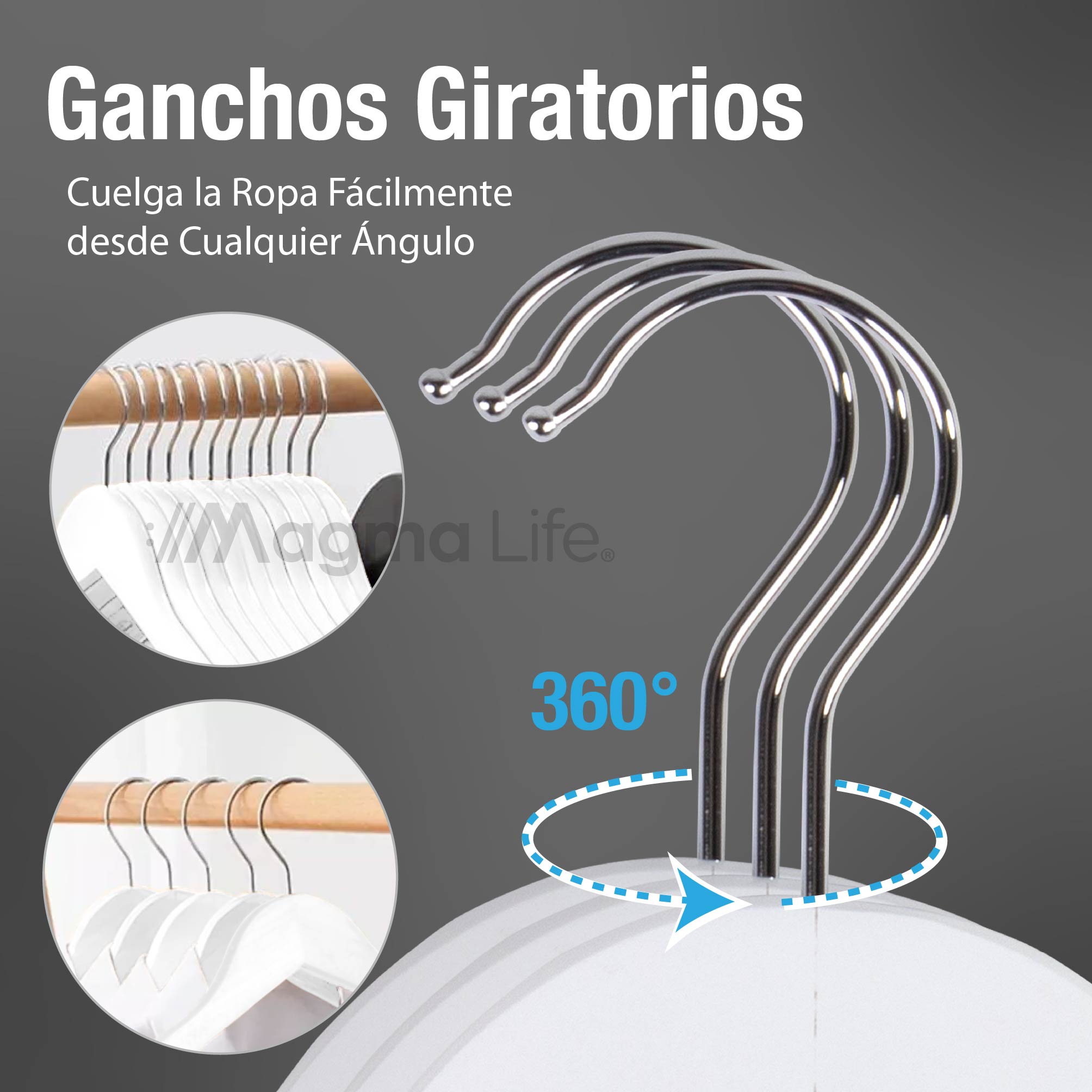 Foto 4 pulgar | Magma Life 80 Ganchos Para Ropa De Madera: Ganchos De Madera Premium Sin Veta, Gira 360 Grados (blanco)