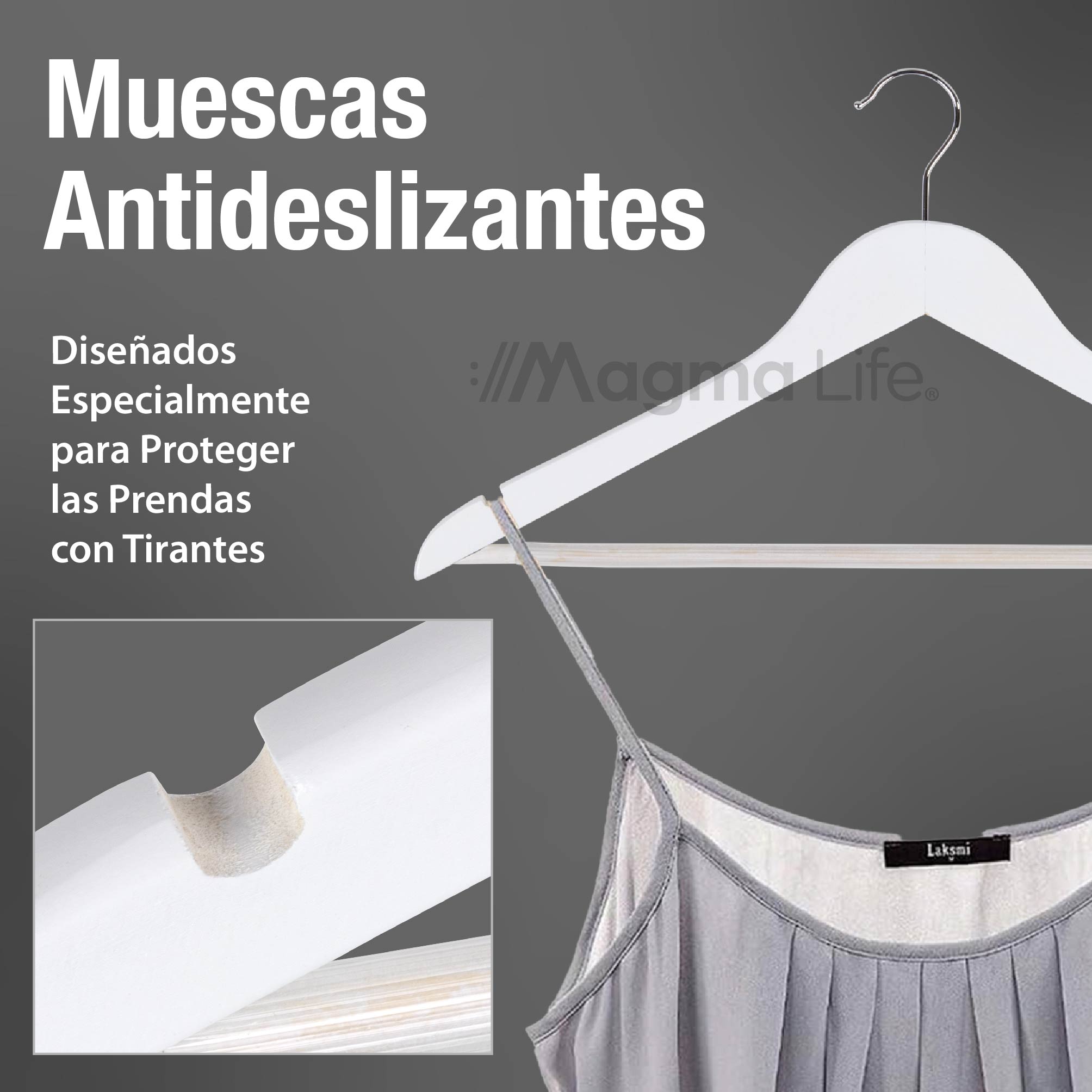 Foto 6 | Magma Life 80 Ganchos Para Ropa De Madera: Ganchos De Madera Premium Sin Veta, Gira 360 Grados (blanco)