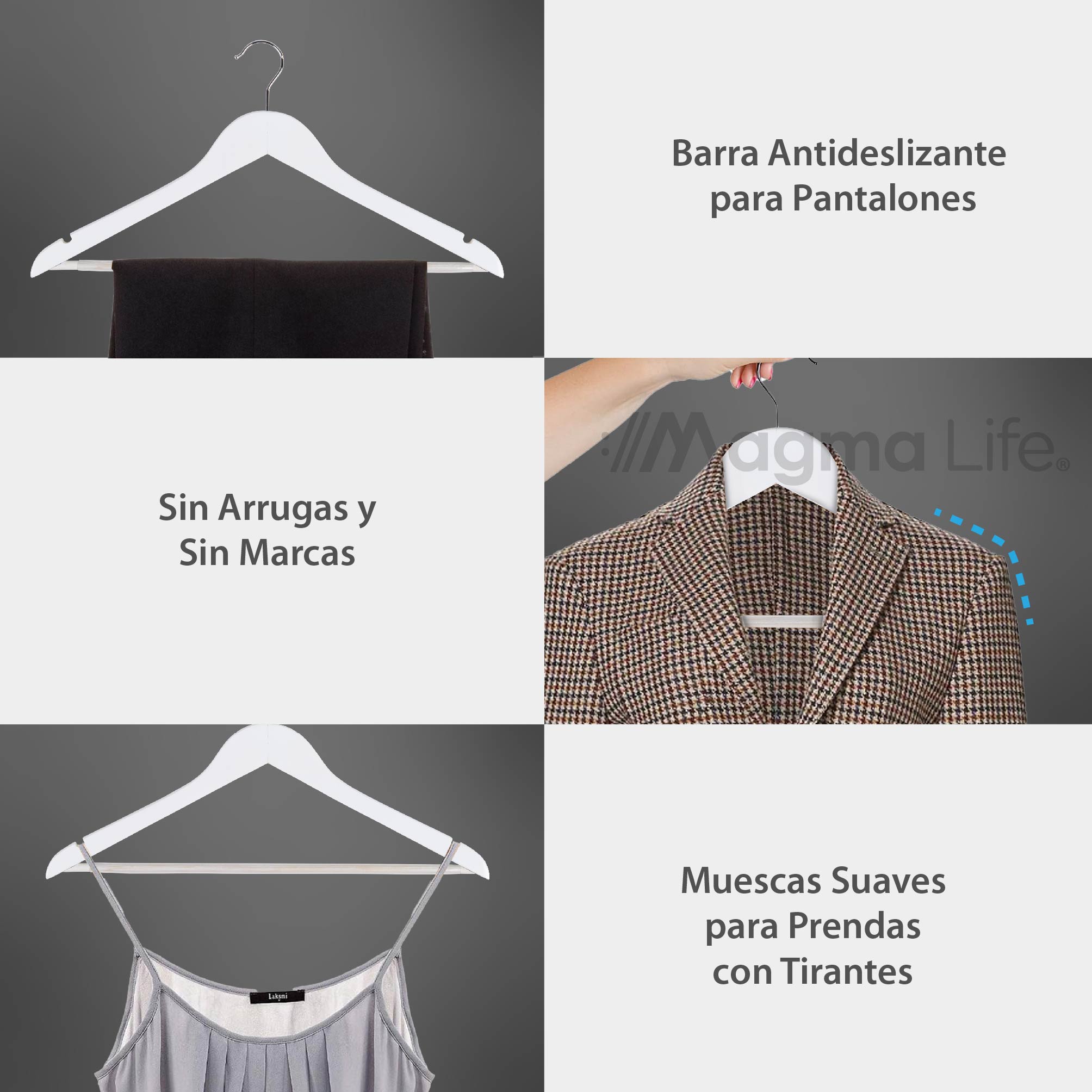 Foto 7 | Magma Life 80 Ganchos Para Ropa De Madera: Ganchos De Madera Premium Sin Veta, Gira 360 Grados (blanco)