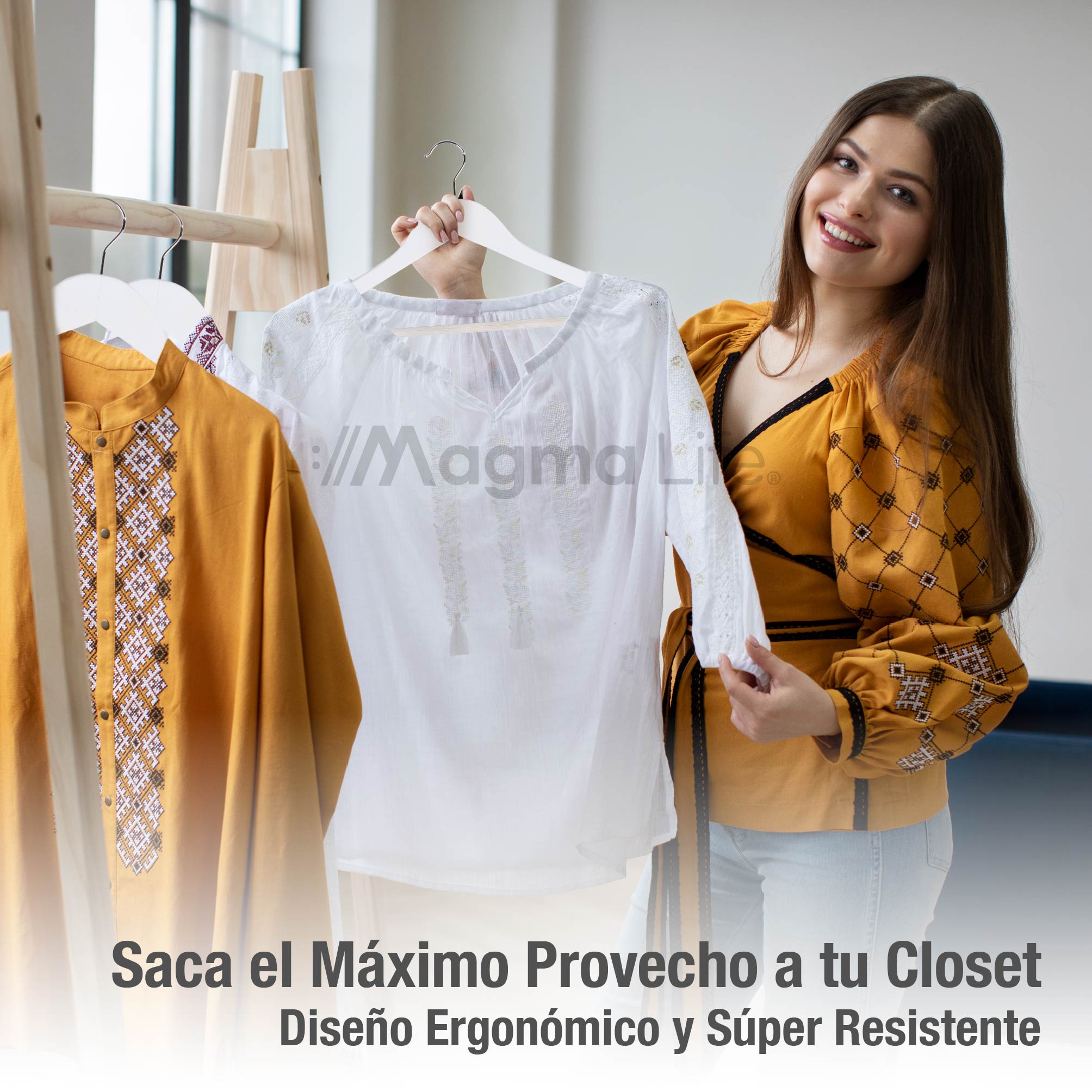 Foto 8 | Magma Life 80 Ganchos Para Ropa De Madera: Ganchos De Madera Premium Sin Veta, Gira 360 Grados (blanco)