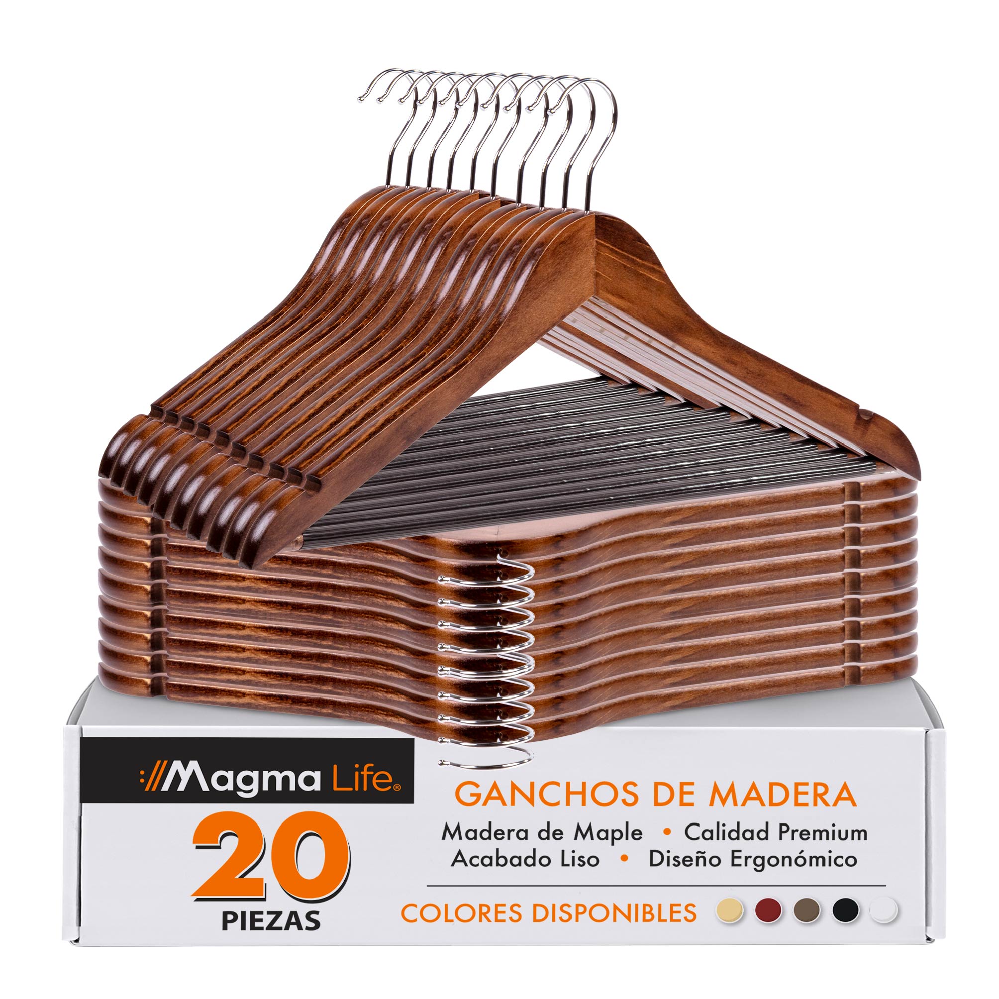 Foto 2 pulgar | Magma Life 80 Ganchos Para Ropa De Madera: Ganchos De Madera Premium Sin Veta, Gira 360 Grados (café)