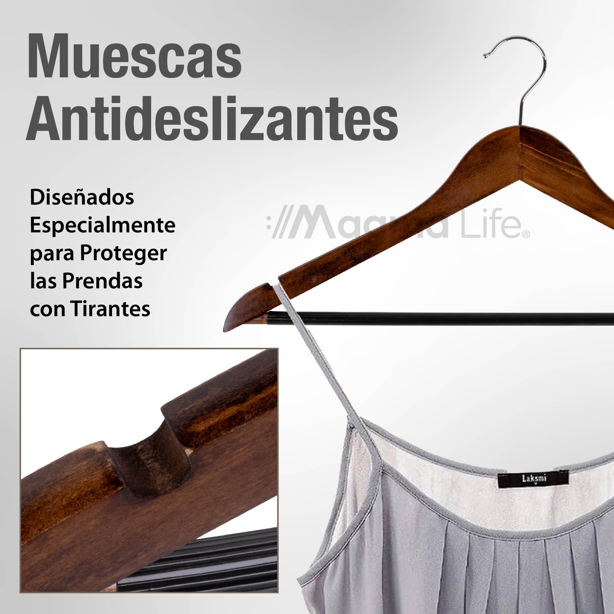 Foto 7 pulgar | Magma Life 80 Ganchos Para Ropa De Madera: Ganchos De Madera Premium Sin Veta, Gira 360 Grados (café)