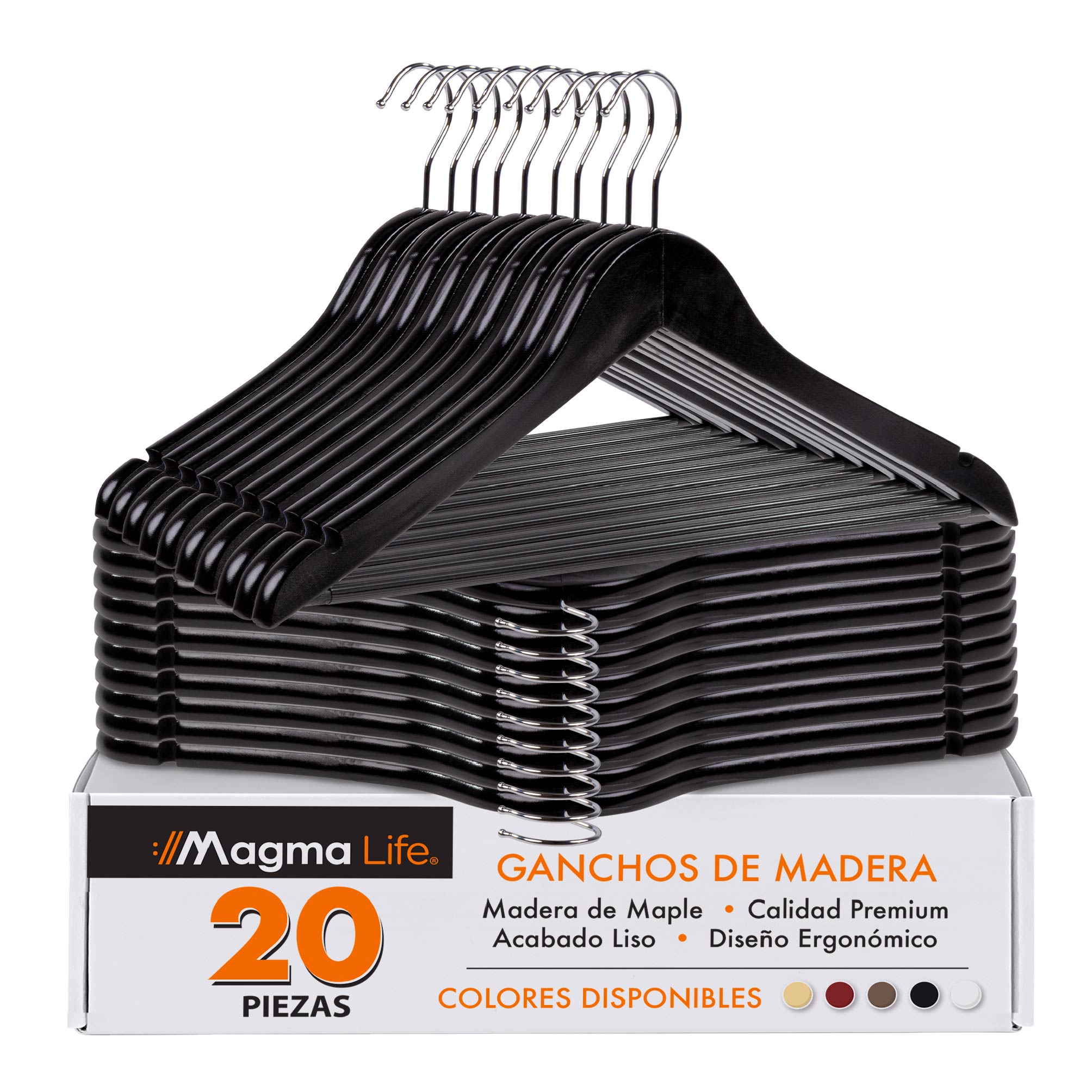 Foto 2 pulgar | Magma Life 80 Ganchos Para Ropa De Madera: Ganchos De Madera Premium Sin Veta, Gira 360 Grados (negro)