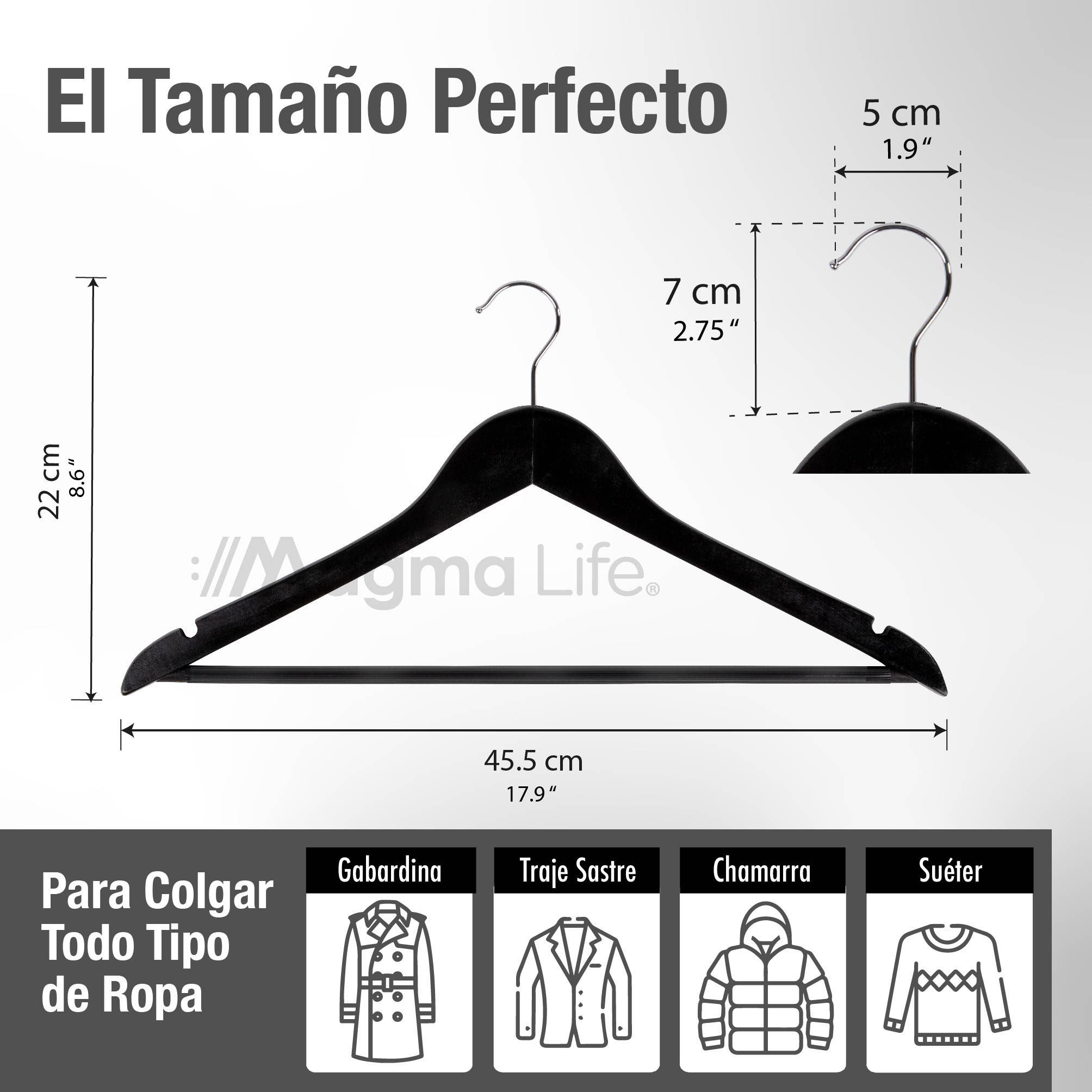 Foto 3 pulgar | Magma Life 80 Ganchos Para Ropa De Madera: Ganchos De Madera Premium Sin Veta, Gira 360 Grados (negro)