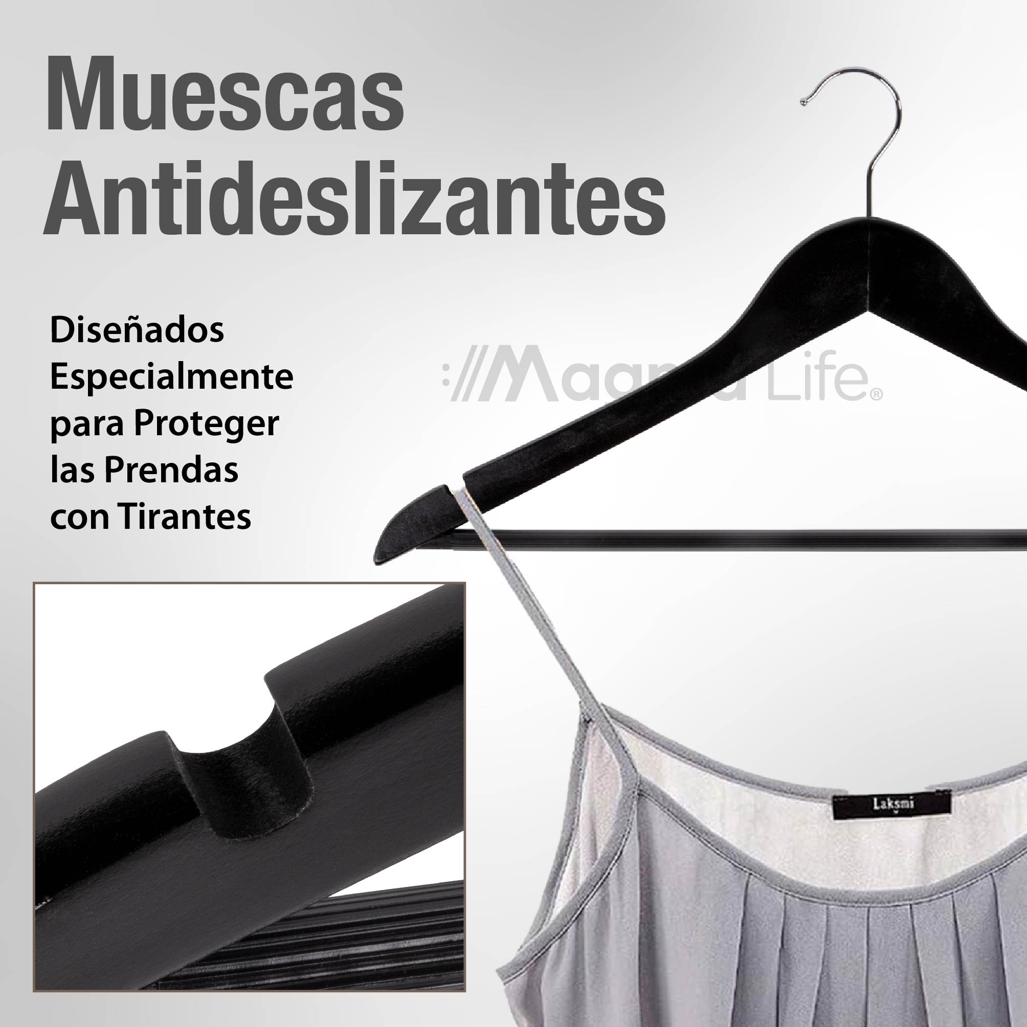 Foto 6 | Magma Life 80 Ganchos Para Ropa De Madera: Ganchos De Madera Premium Sin Veta, Gira 360 Grados (negro)