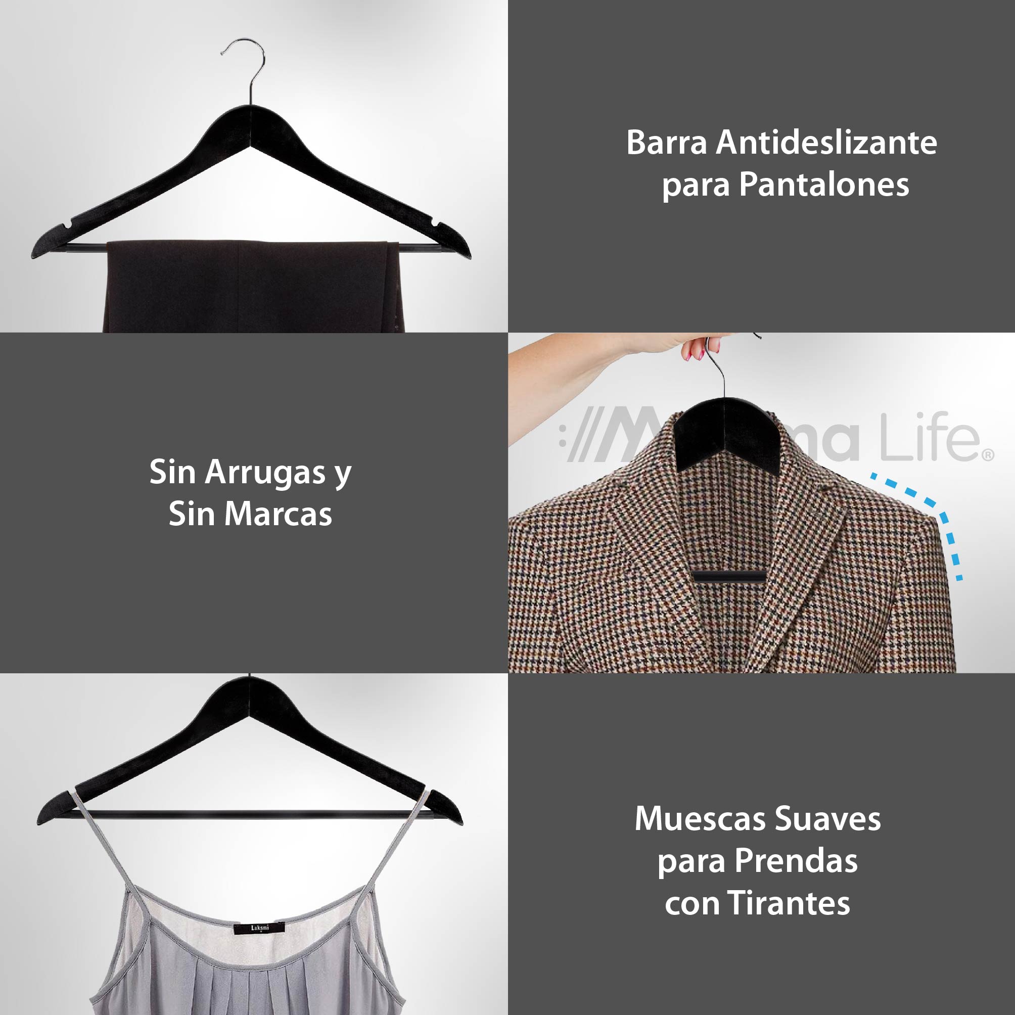 Foto 7 | Magma Life 80 Ganchos Para Ropa De Madera: Ganchos De Madera Premium Sin Veta, Gira 360 Grados (negro)