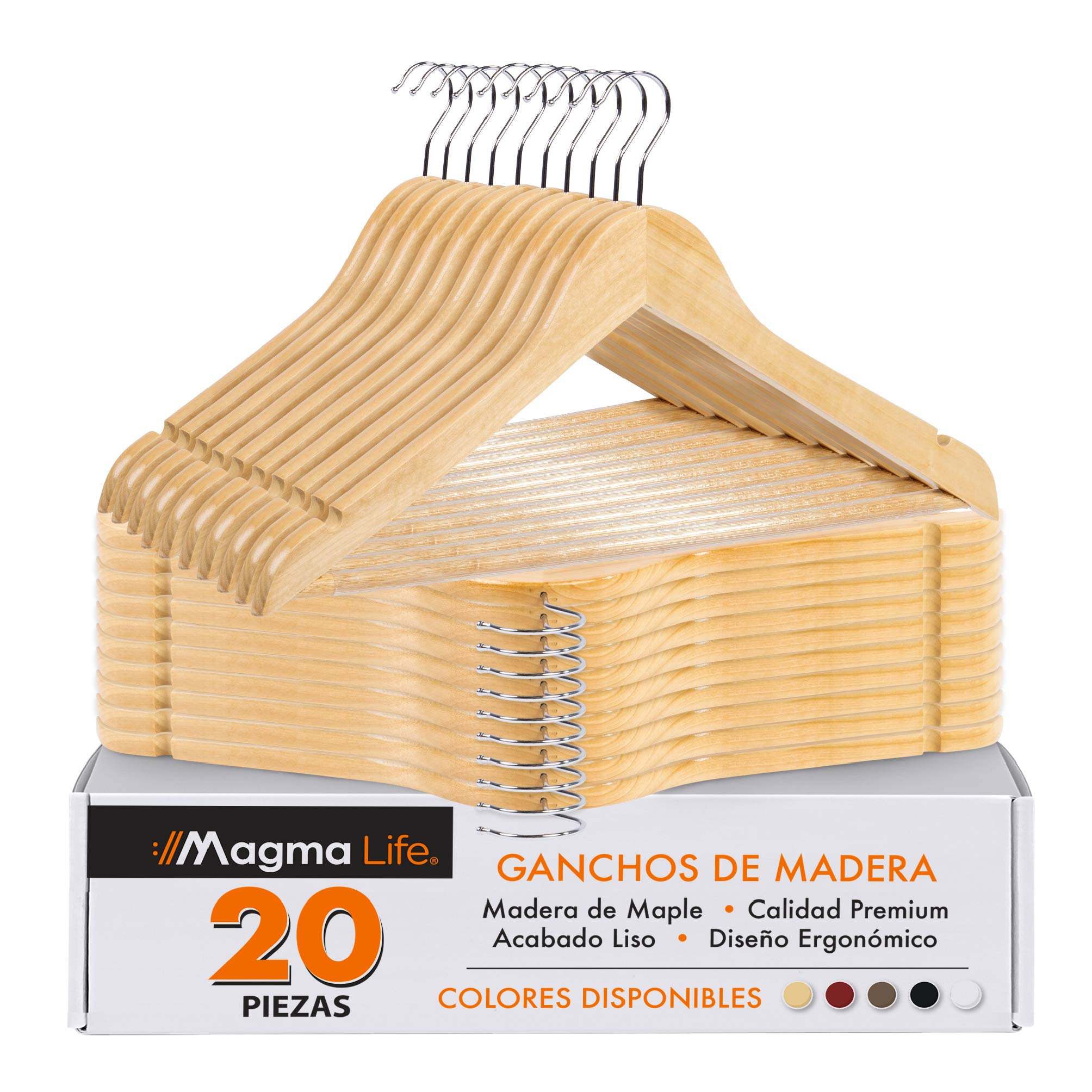 Foto 1 | Magma Life 80 Ganchos Para Ropa De Madera: Ganchos De Madera Premium Sin Veta, Gira 360 Grados (natural)