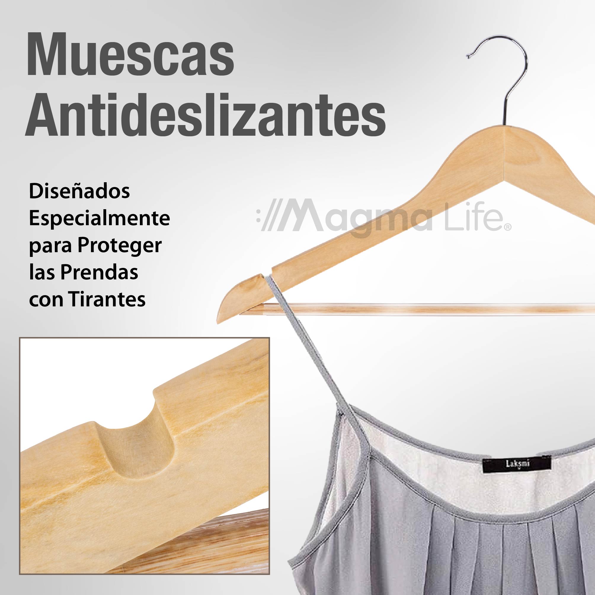 Foto 6 | Magma Life 80 Ganchos Para Ropa De Madera: Ganchos De Madera Premium Sin Veta, Gira 360 Grados (natural)
