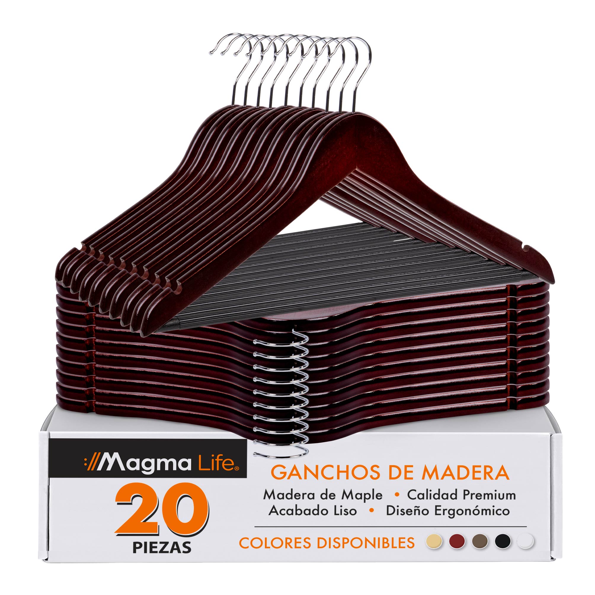 Foto 1 | Magma Life 80 Ganchos Para Ropa De Madera: Ganchos De Madera Premium Sin Veta, Gira 360 Grados (cereza)