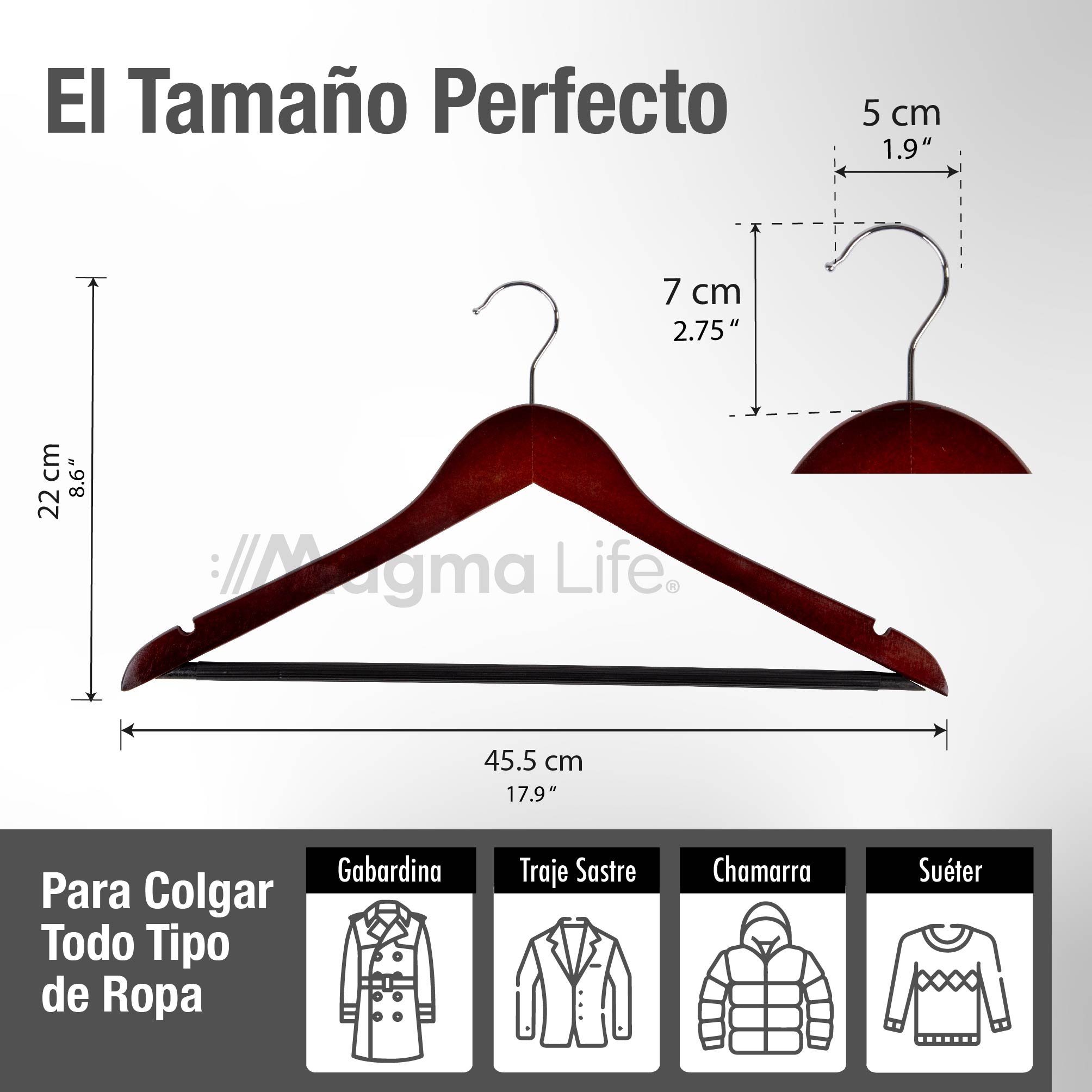 Foto 3 pulgar | Magma Life 80 Ganchos Para Ropa De Madera: Ganchos De Madera Premium Sin Veta, Gira 360 Grados (cereza)