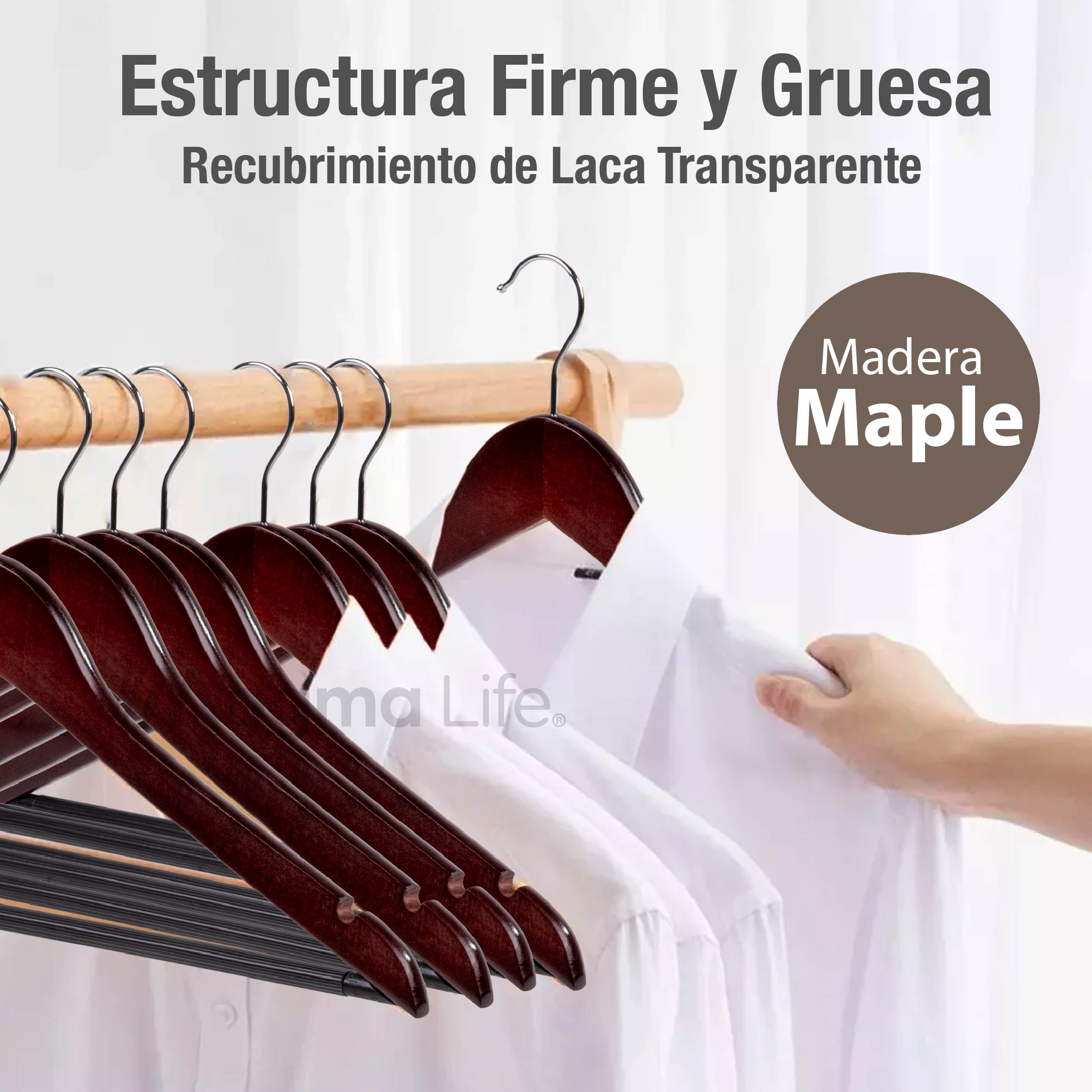 Foto 6 pulgar | Magma Life 80 Ganchos Para Ropa De Madera: Ganchos De Madera Premium Sin Veta, Gira 360 Grados (cereza)