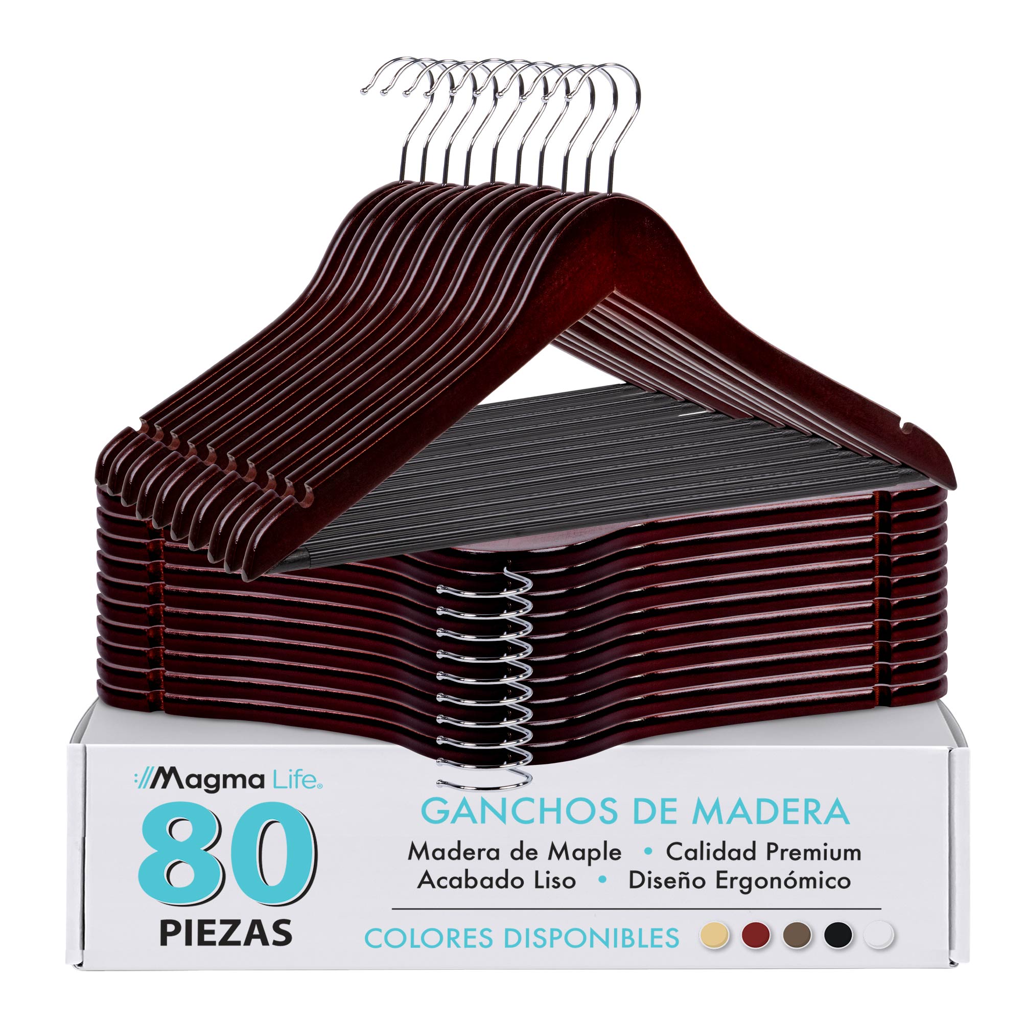 Foto 9 pulgar | Magma Life 80 Ganchos Para Ropa De Madera: Ganchos De Madera Premium Sin Veta, Gira 360 Grados (cereza)
