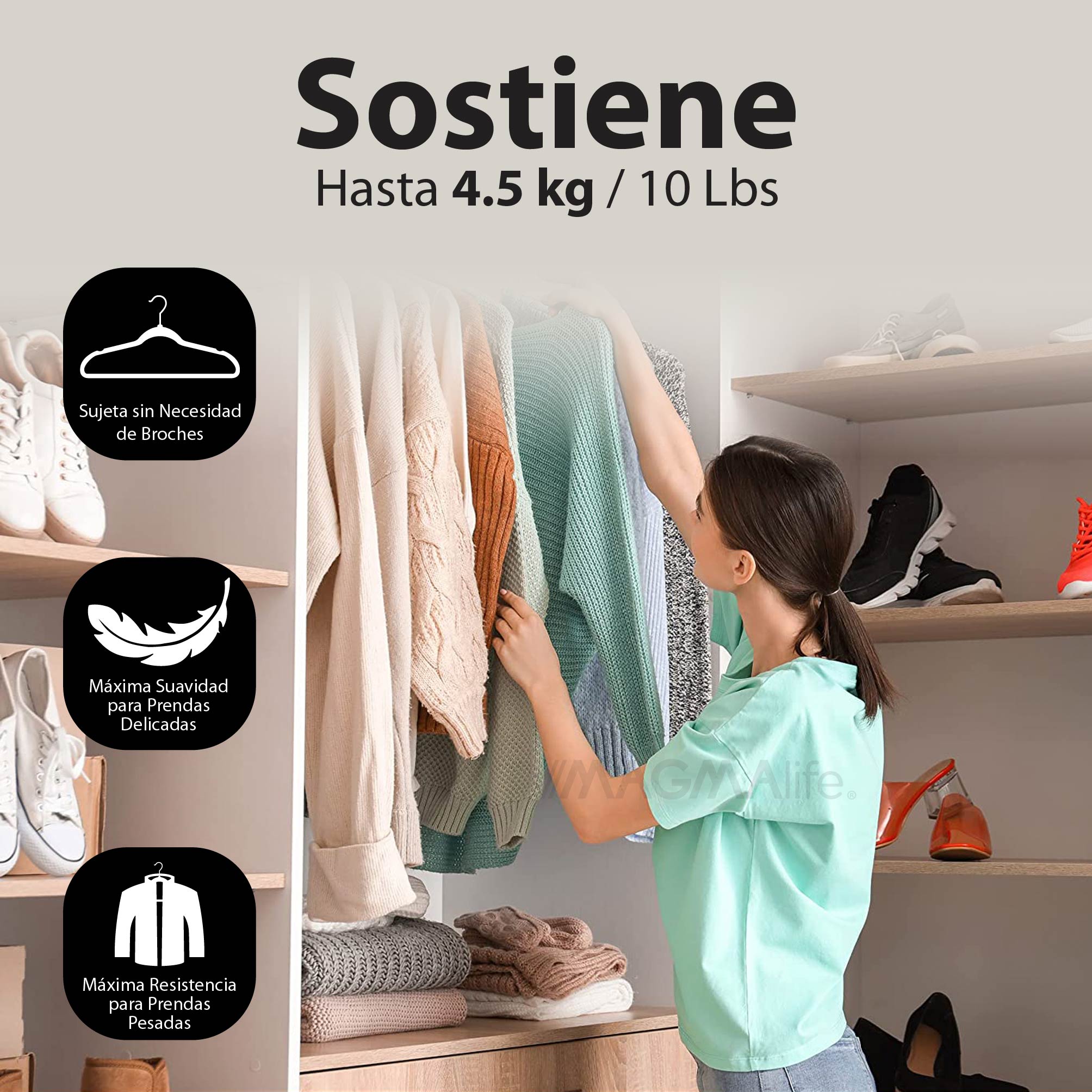 Foto 4 pulgar | Magmalife 50 Ganchos Para Ropa De Terciopelo, Gancho Plateado Giratorio De 360 Grados, Para Todo Tipo De Ropa (turquesa)