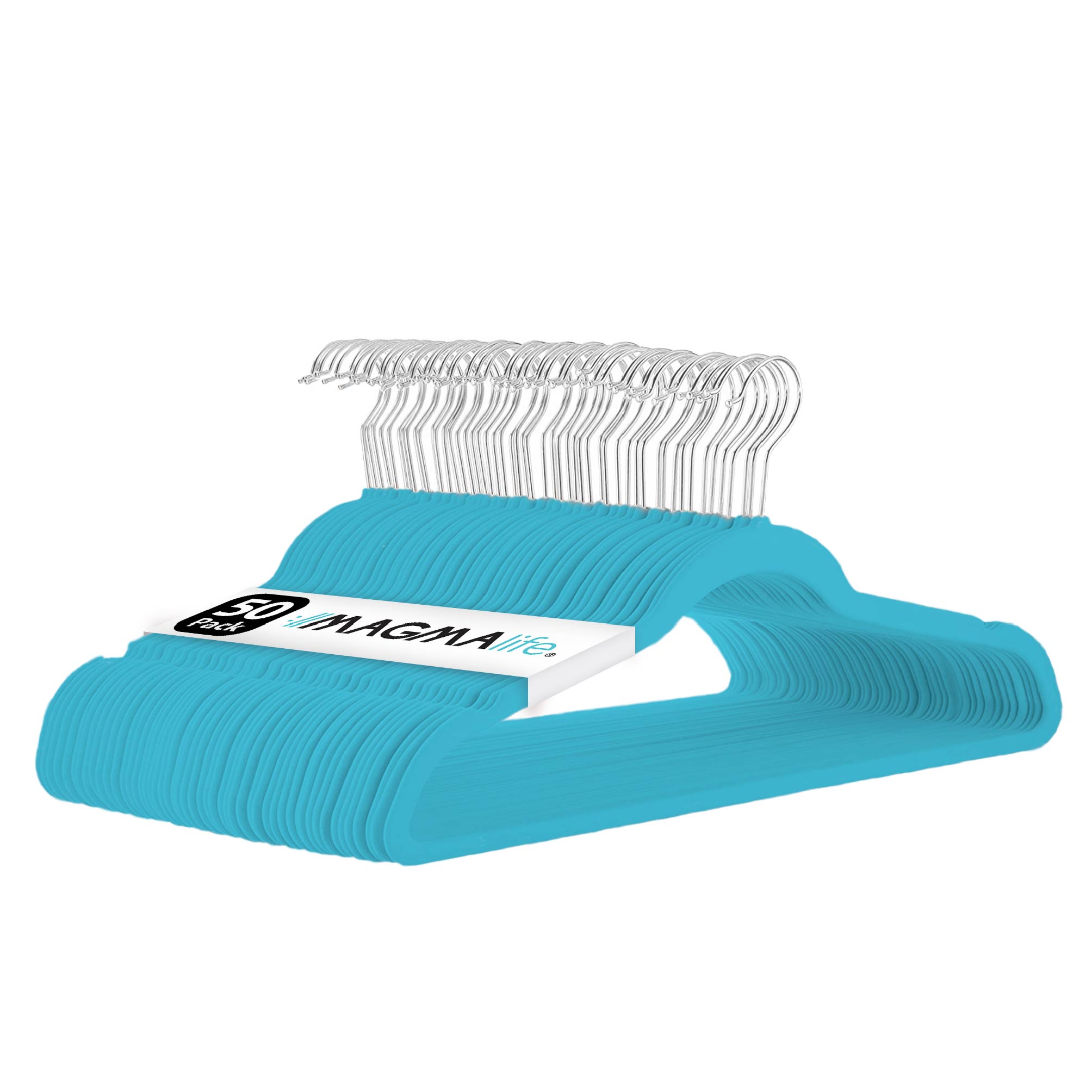 Foto 7 pulgar | Magmalife 50 Ganchos Para Ropa De Terciopelo, Gancho Plateado Giratorio De 360 Grados, Para Todo Tipo De Ropa (turquesa)