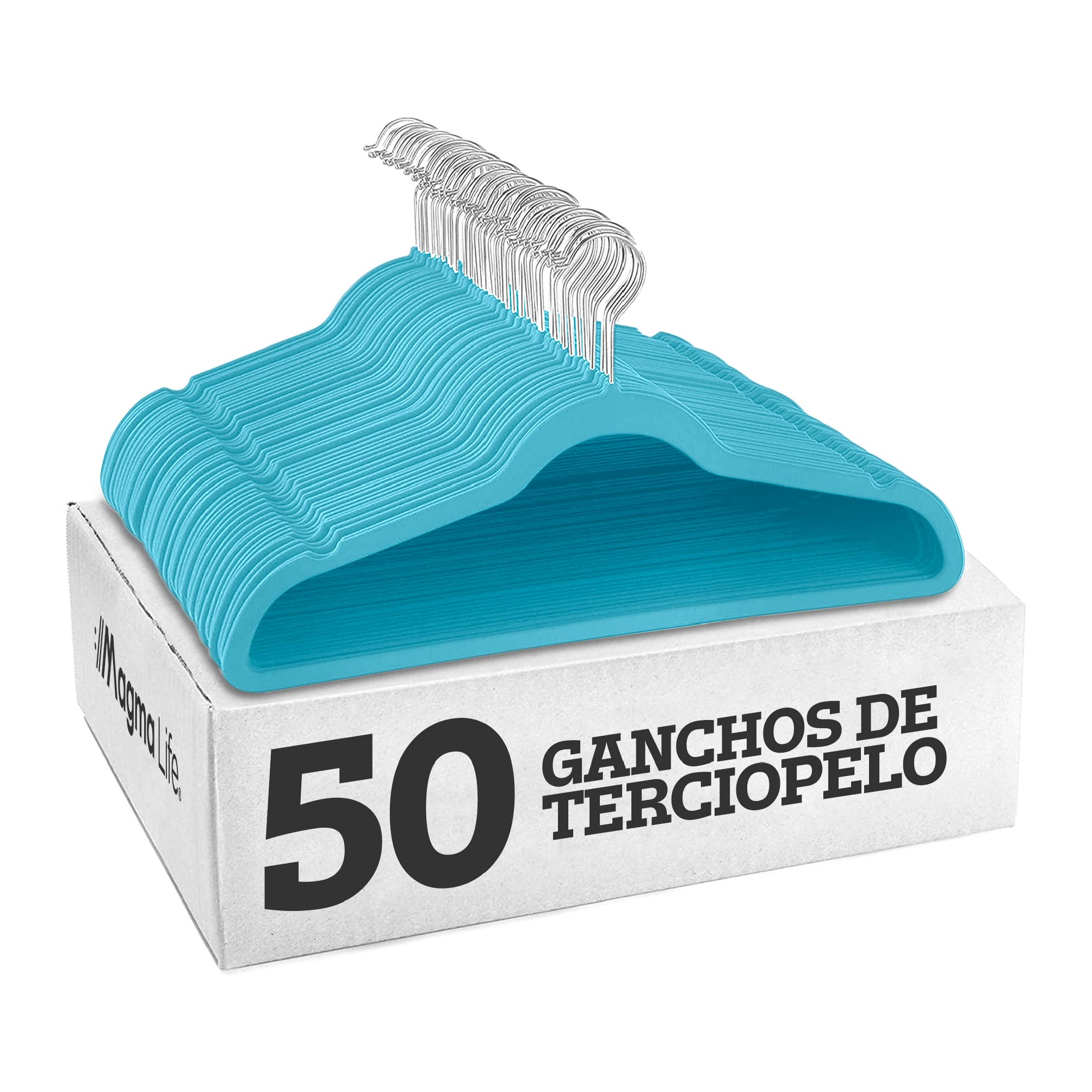 Foto 8 | Magmalife 50 Ganchos Para Ropa De Terciopelo, Gancho Plateado Giratorio De 360 Grados, Para Todo Tipo De Ropa (turquesa)