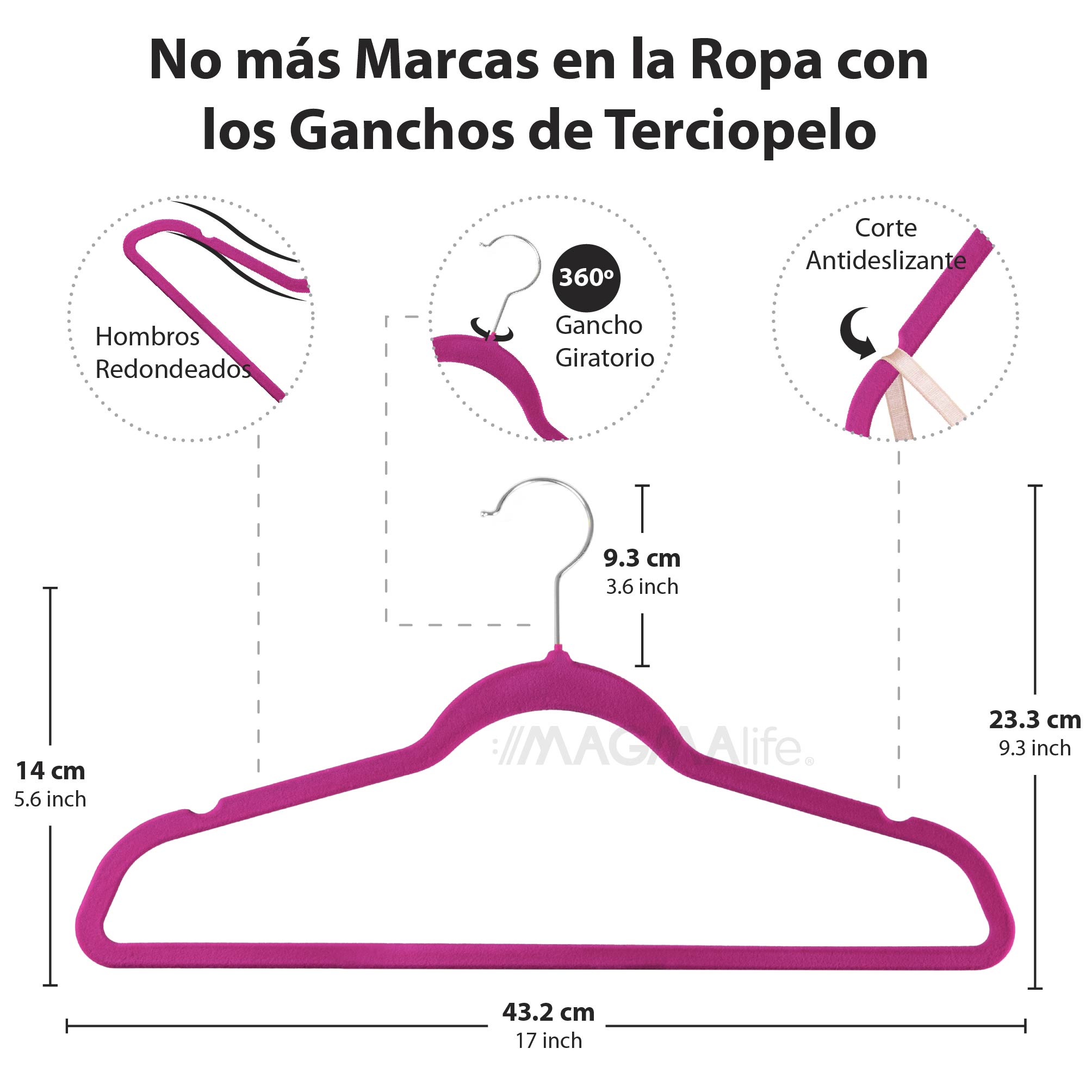 Foto 2 | Magmalife 50 Ganchos Para Ropa De Terciopelo, Gancho Plateado Giratorio De 360 Grados, Adecuado Para Todo Tipo D