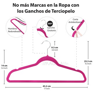 Foto 2 | Magmalife 50 Ganchos Para Ropa De Terciopelo, Gancho Plateado Giratorio De 360 Grados, Adecuado Para Todo Tipo D