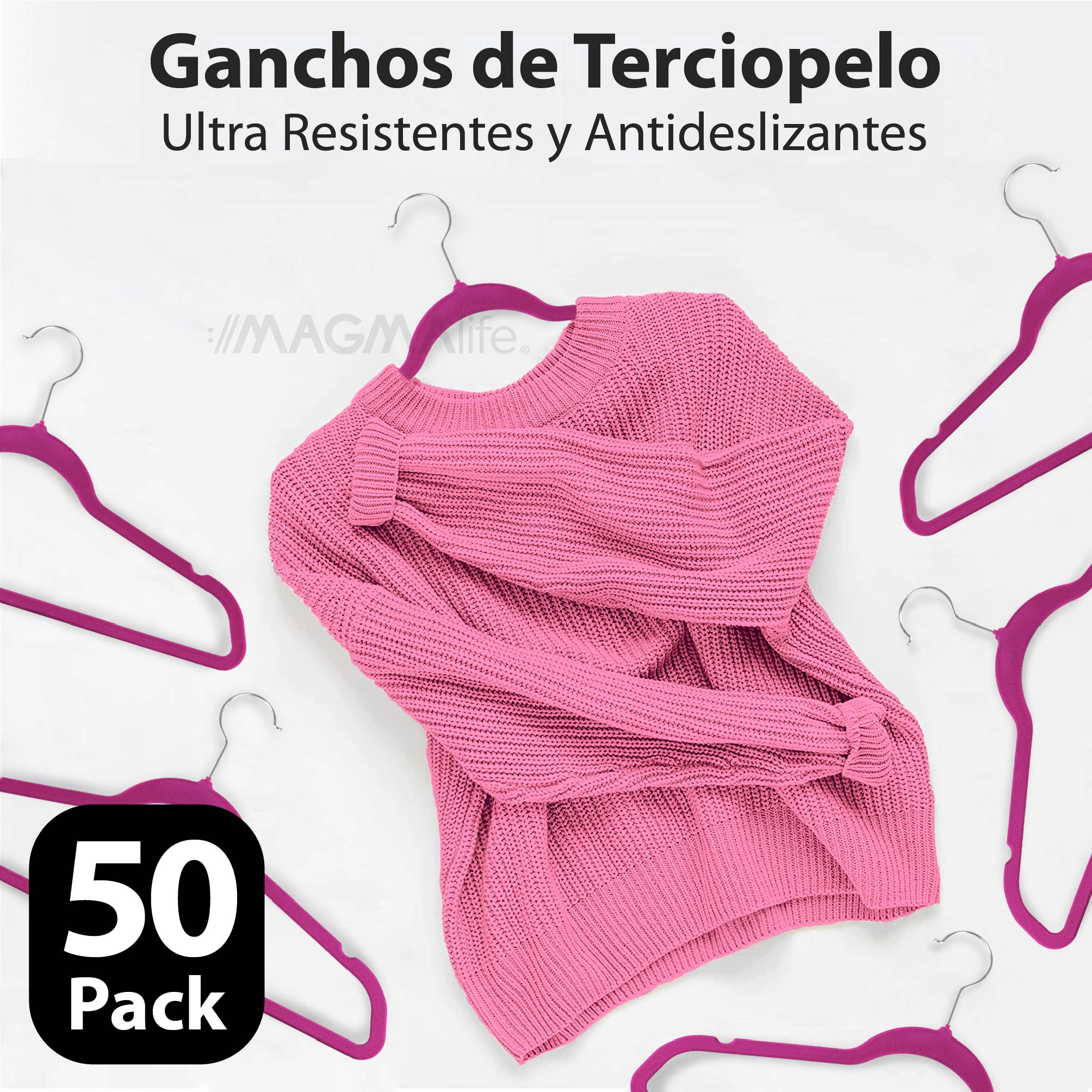 Foto 5 pulgar | Magmalife 50 Ganchos Para Ropa De Terciopelo, Gancho Plateado Giratorio De 360 Grados, Adecuado Para Todo Tipo D