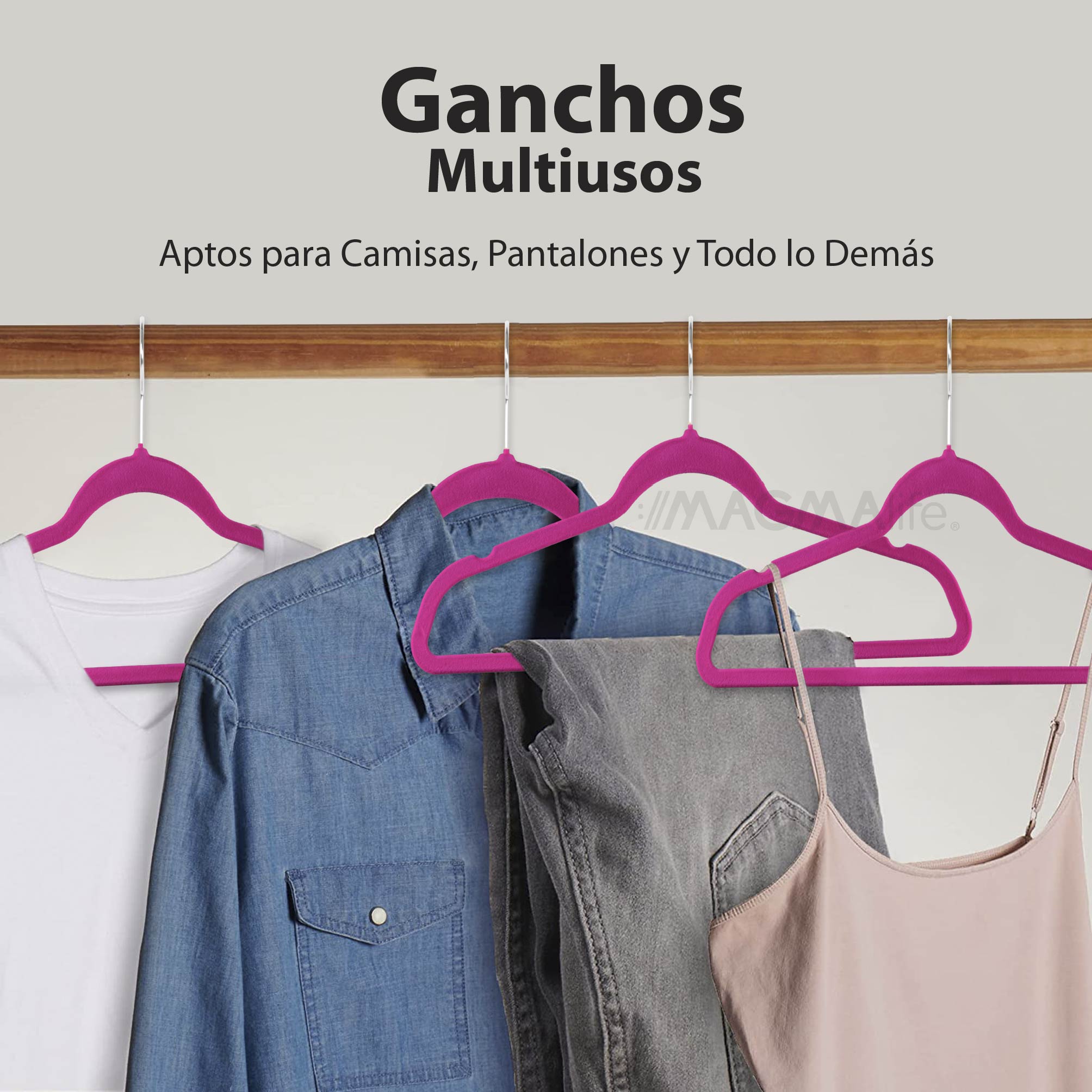 Foto 6 pulgar | Magmalife 50 Ganchos Para Ropa De Terciopelo, Gancho Plateado Giratorio De 360 Grados, Adecuado Para Todo Tipo D
